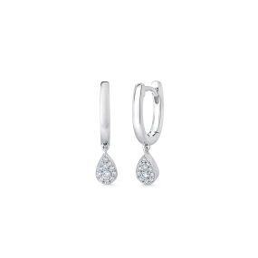 0.14 TCW Round Moissanite Diamond Drop Huggie Earrings