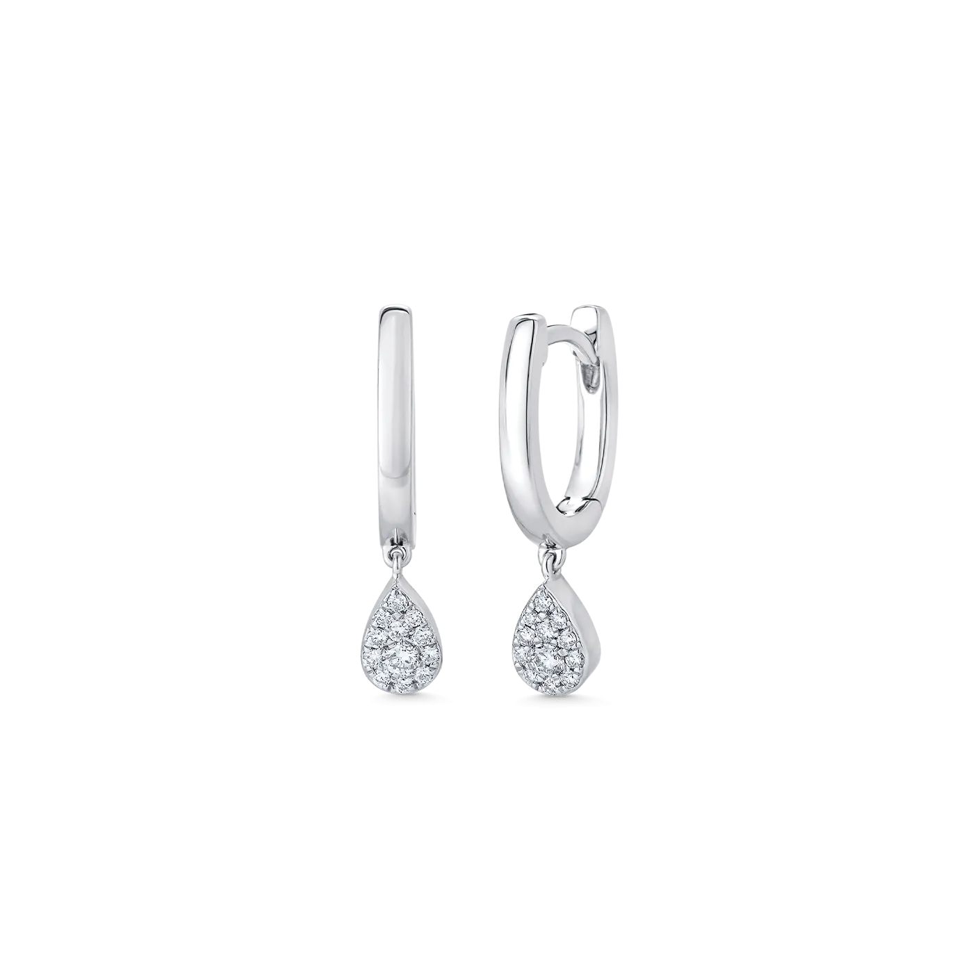 0.14 TCW Round Moissanite Diamond Drop Huggie Earrings