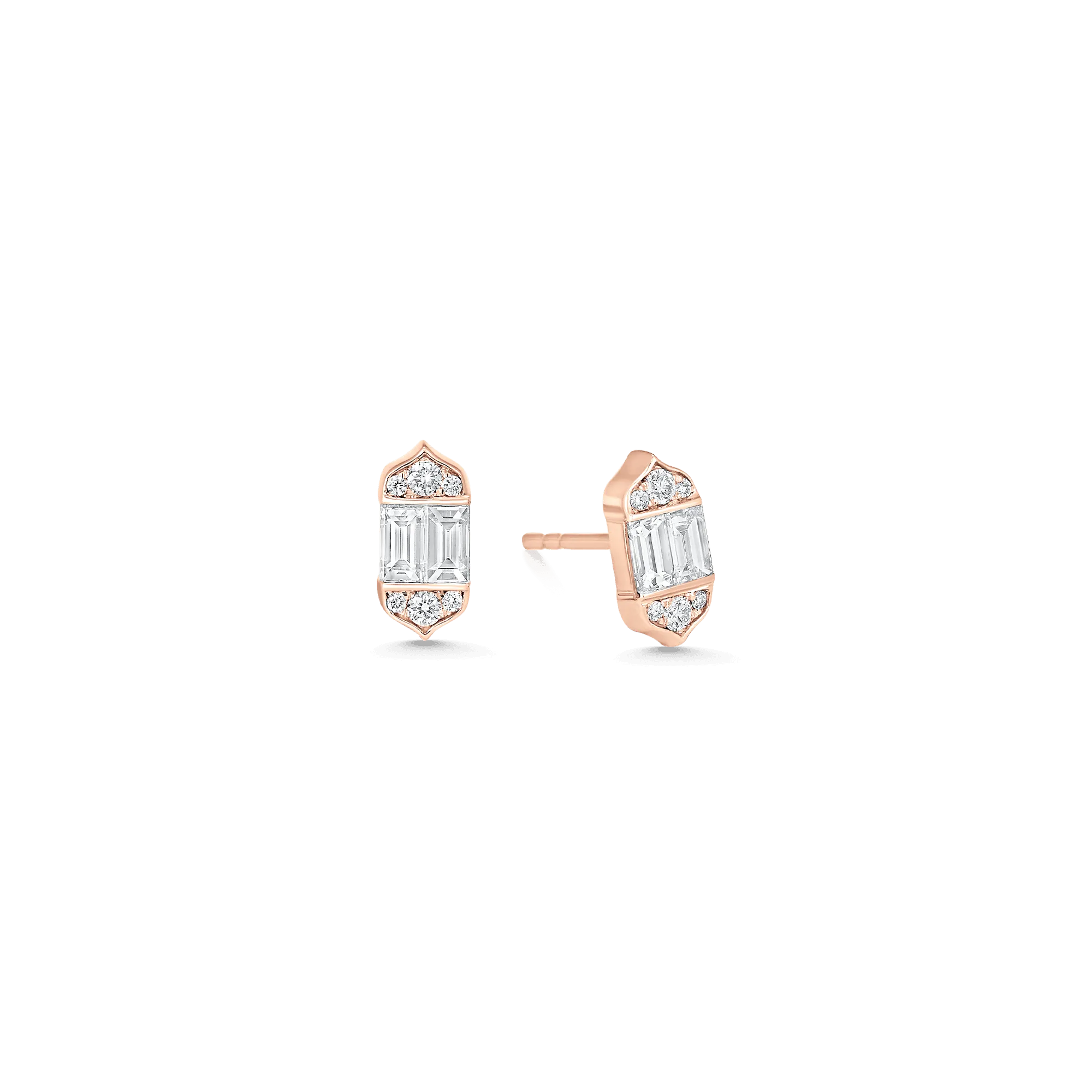 0.61 TCW Round & Baguette Moissanite Diamond Stud Earrings