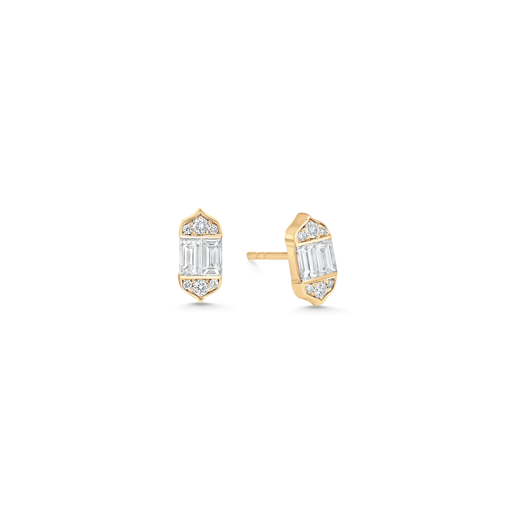 0.61 TCW Round & Baguette Moissanite Diamond Stud Earrings