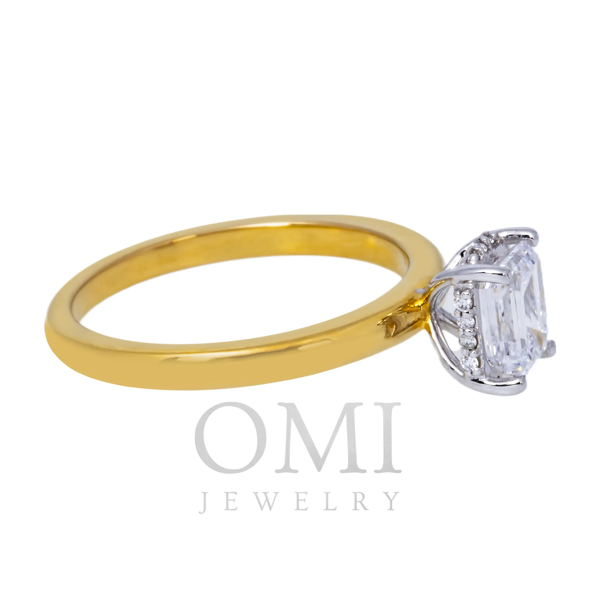 14K GOLD RADIANT CUT LAB DIAMOND ENGAGEMENT RING 1.06 CTW