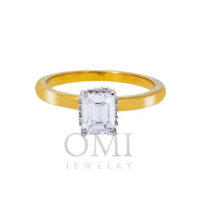 14K GOLD RADIANT CUT LAB DIAMOND ENGAGEMENT RING 1.06 CTW