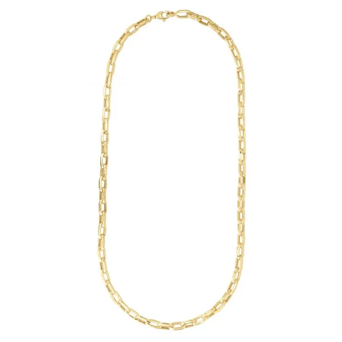 14K Yellow Gold 7.1mm Mens Paperclip Necklace - 24"