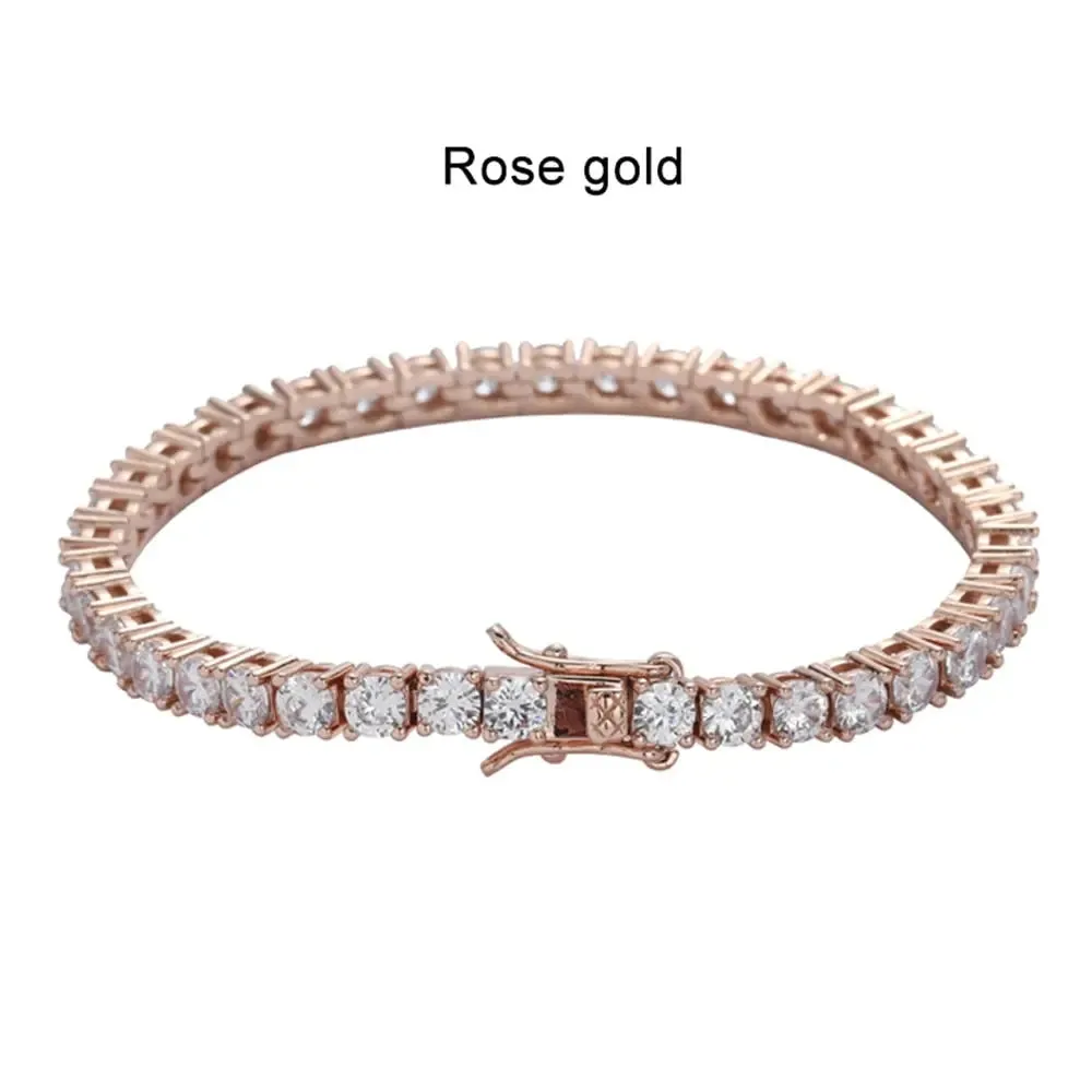 18K GOLD PLATED SILVER 4MM MOISSANITE TENNIS BRACELET 15CTW