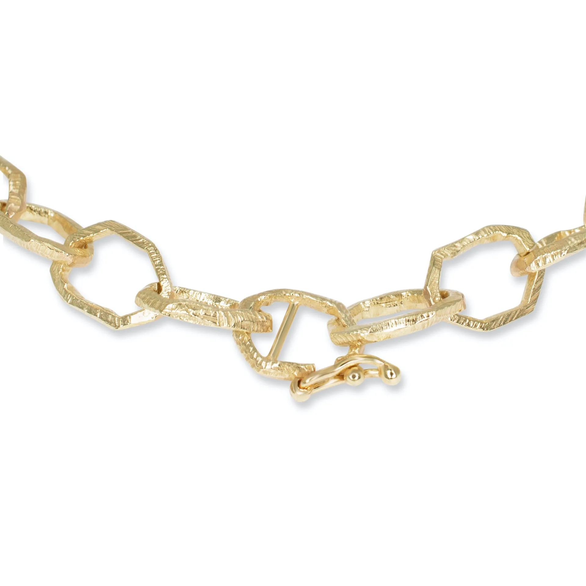 18K Hand Carved Small Link Necklace