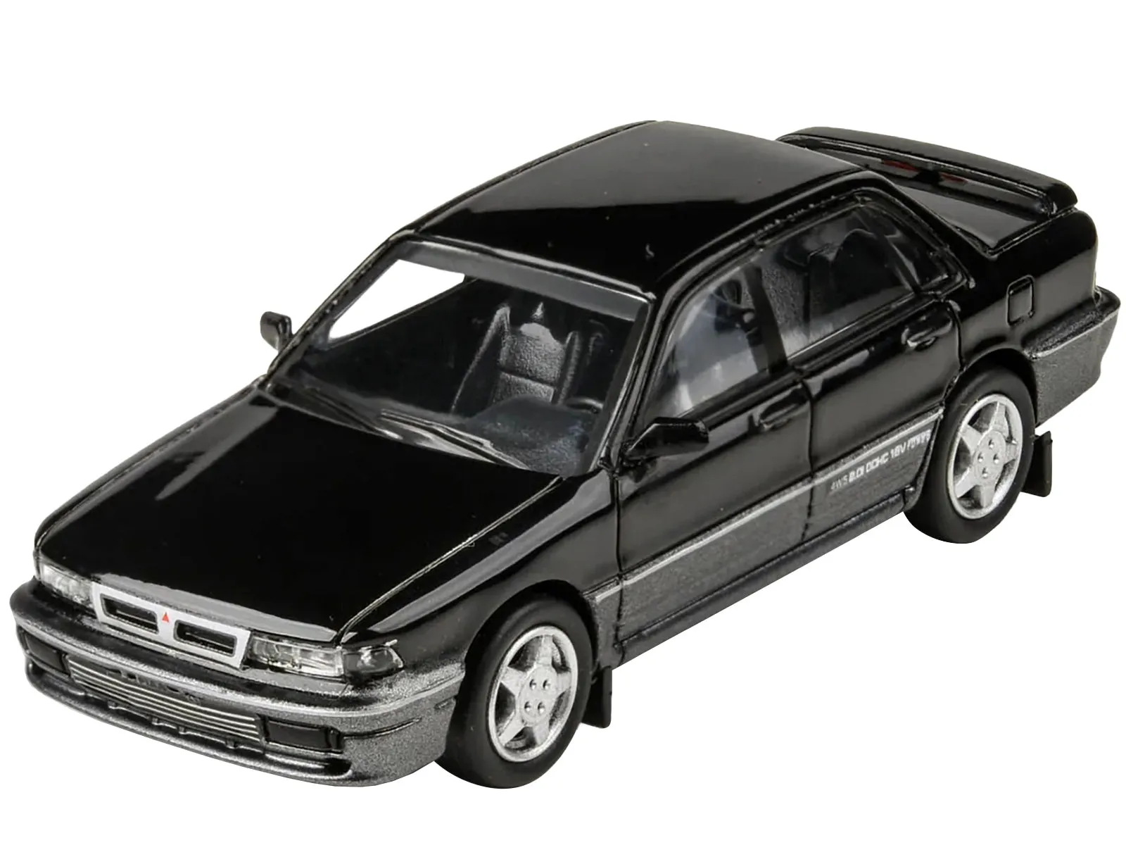 1988 Mitsubishi Galant VR-4 Lamp Black and Chateau Silver 1/64 Diecast Model Car by Paragon Models