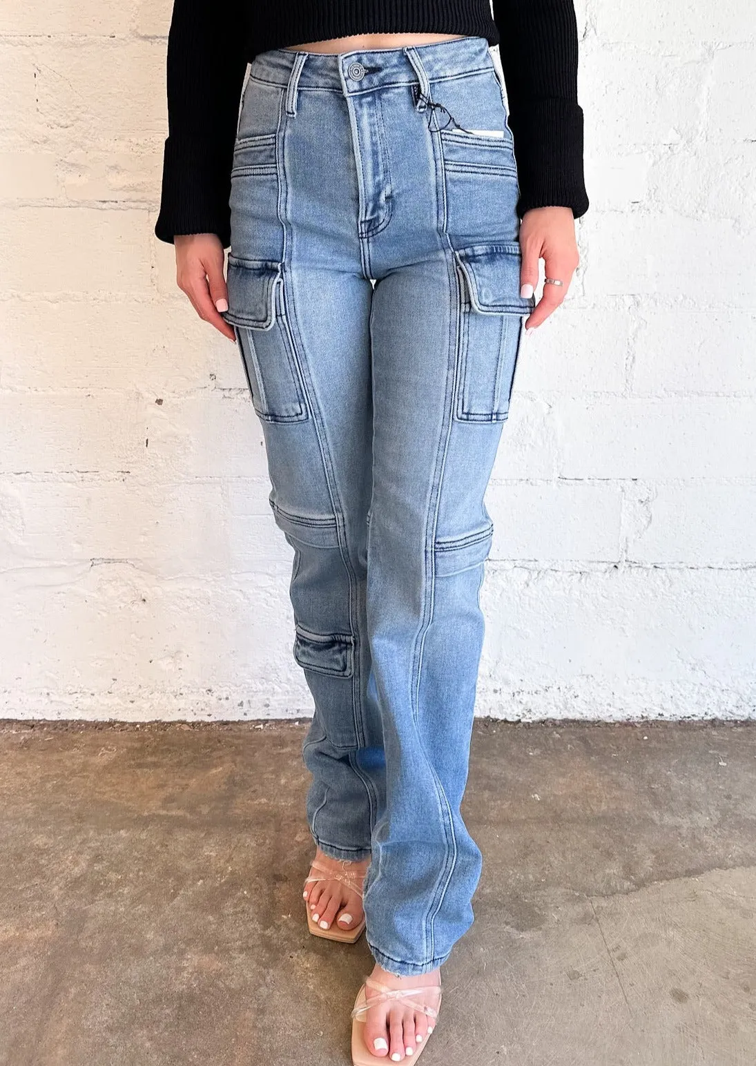 32 Inseam Tracy Cargo Straight Jeans