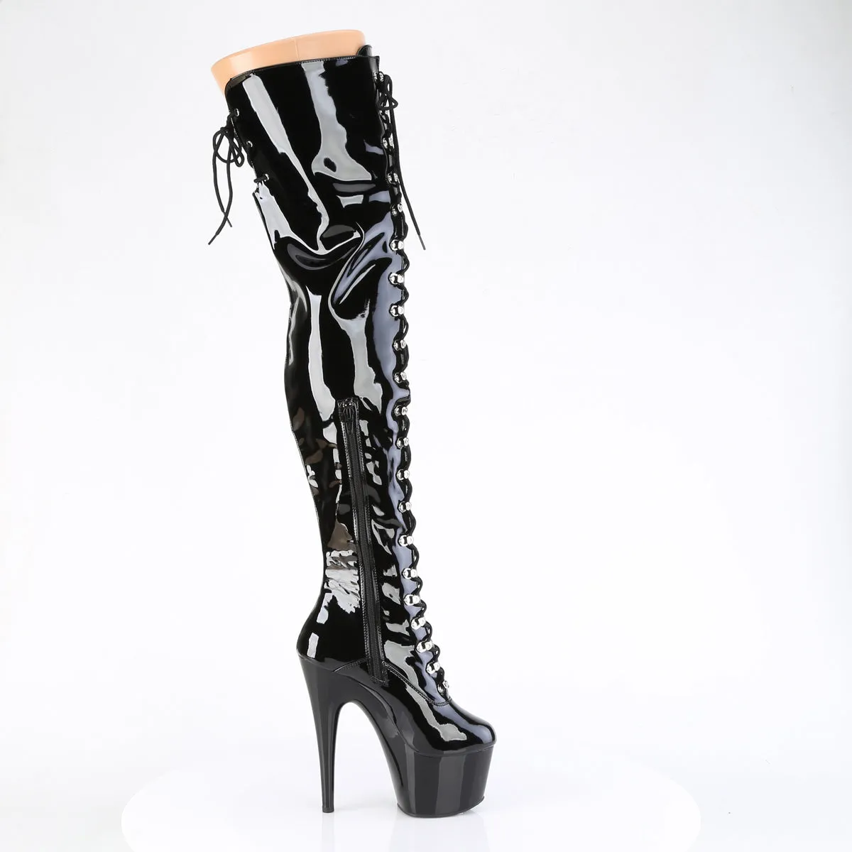 7 Inch Heel ADORE-3022 Black Stretch Patent