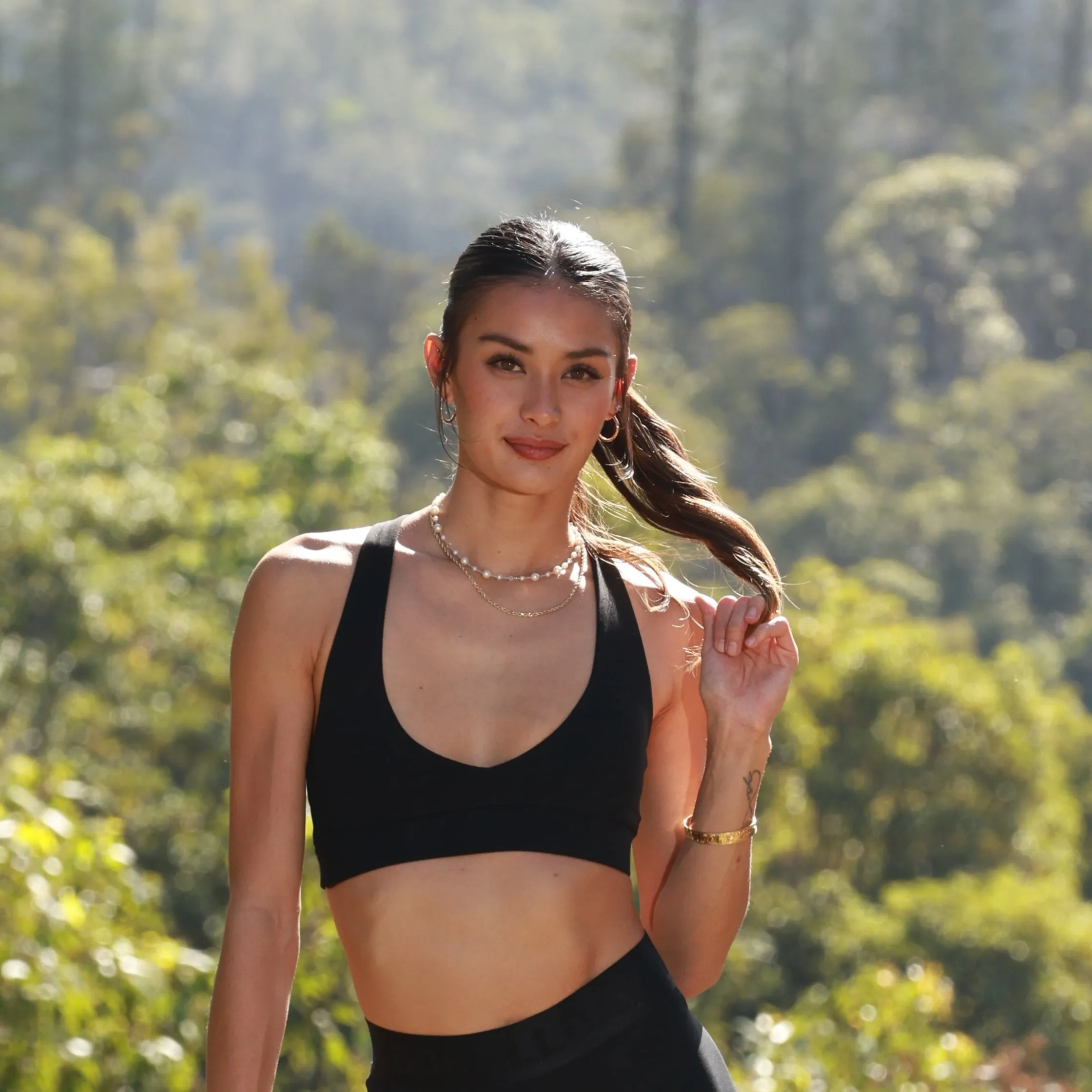 808ALLDAY Women's Black Branded Straps Sports Bra