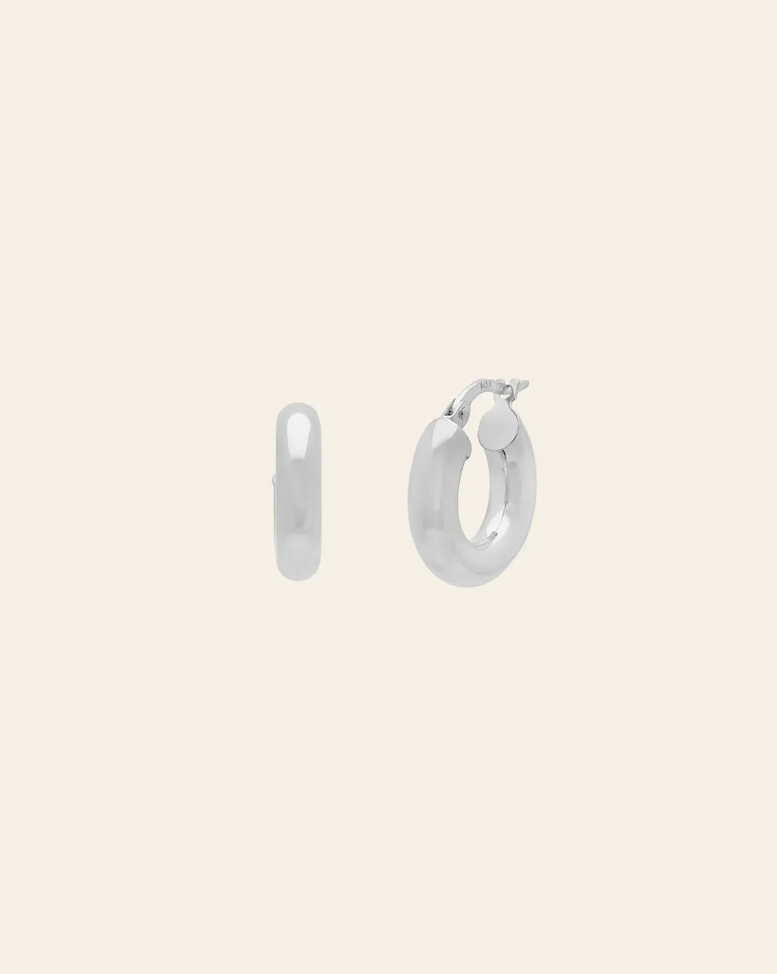 8mm Chubby Hoops - 10k White Gold