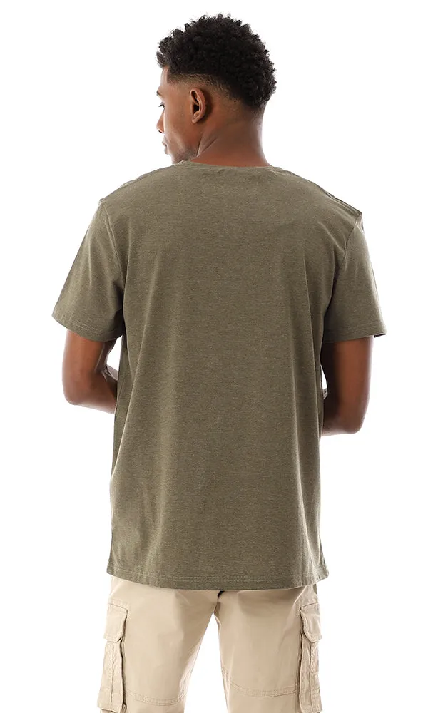 94622 Basic Round Collar Slip On T-Shirt - Olive