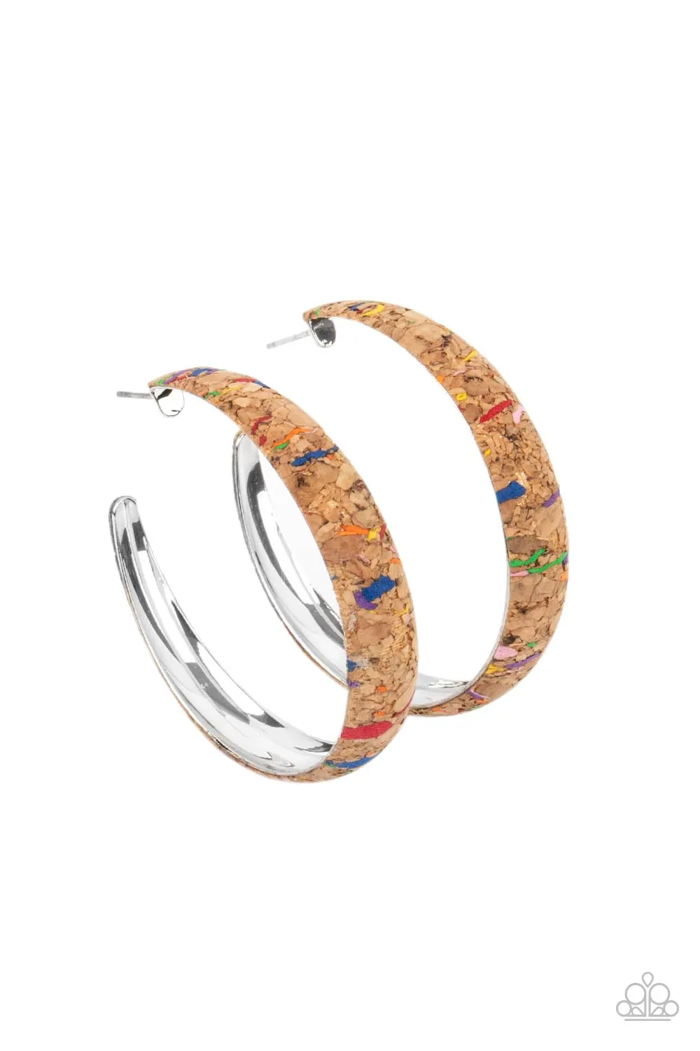 A CORK In The Road Multi Cork Hoop Earrings - Paparazzi Accessories