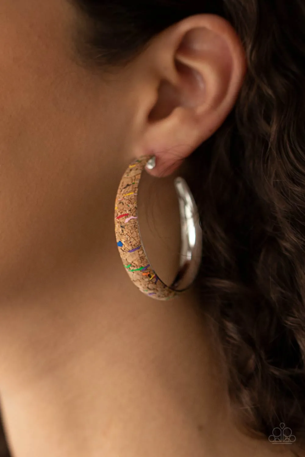 A CORK In The Road Multi Cork Hoop Earrings - Paparazzi Accessories