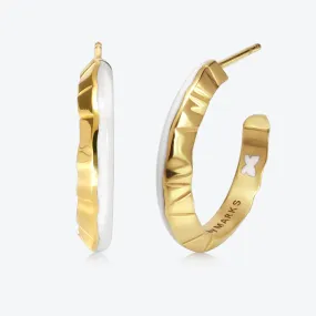 A.Iceberg SM 18K Gold Hoops w. White enamel