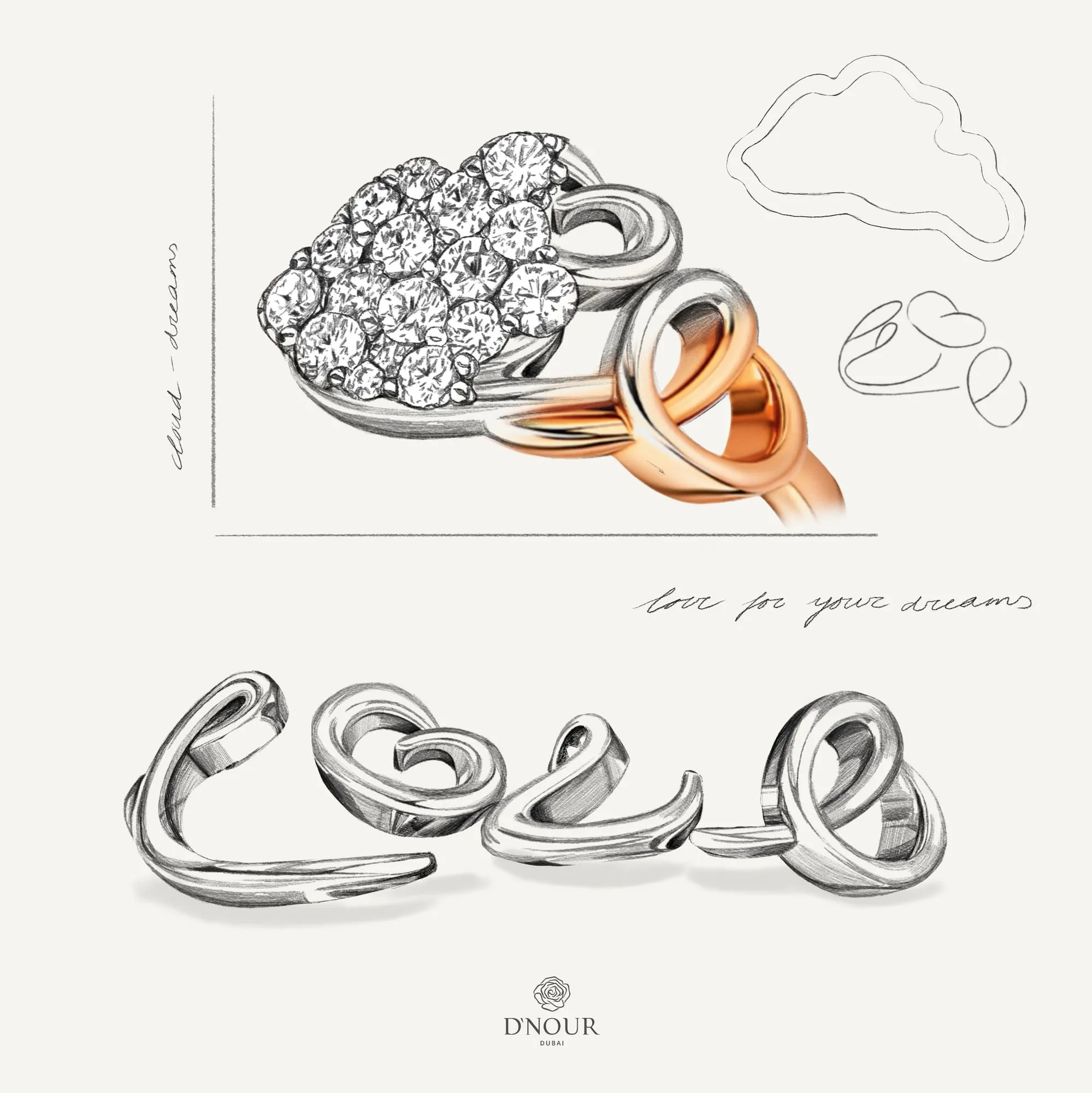 Allusia Love Detailed 18K Rosegold Ring