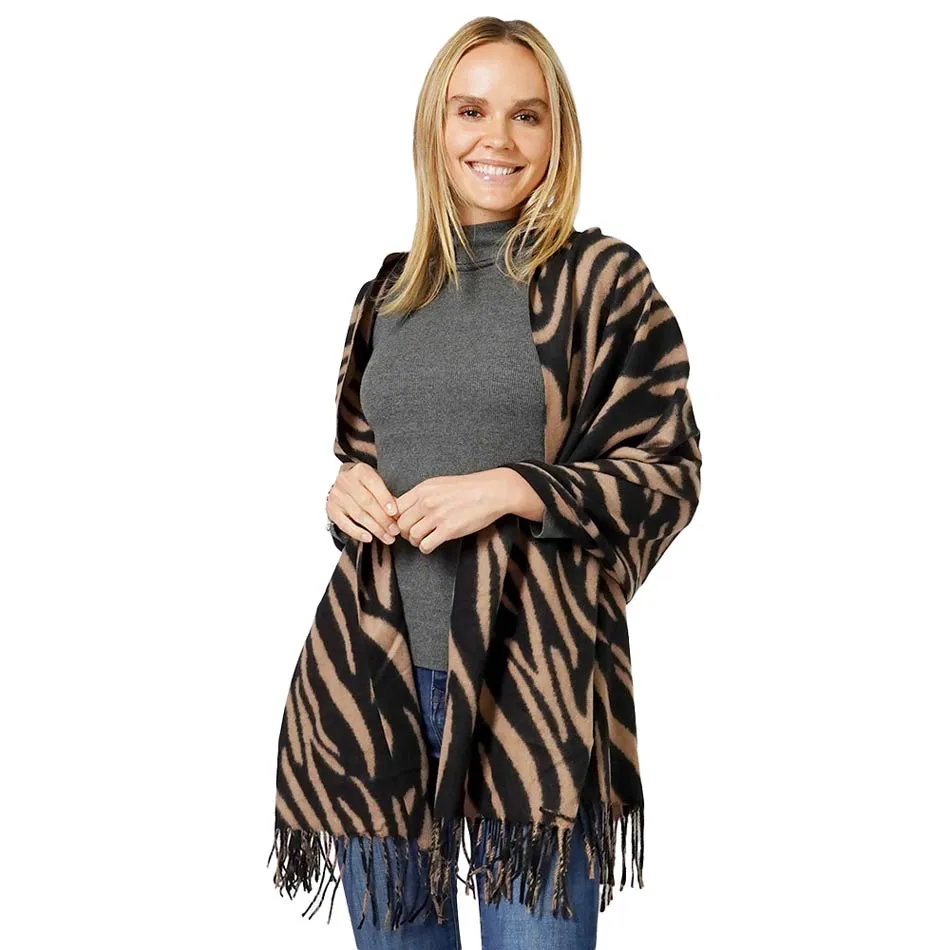 Animal Print Fringe Soft Scarf