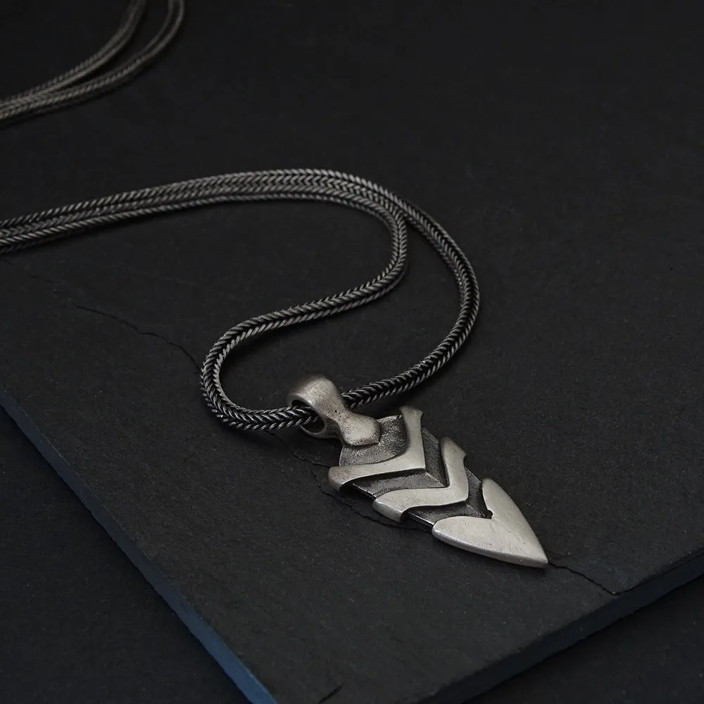 Arrow Tip Men's Necklace Spear Head Sterling Silver Pendant