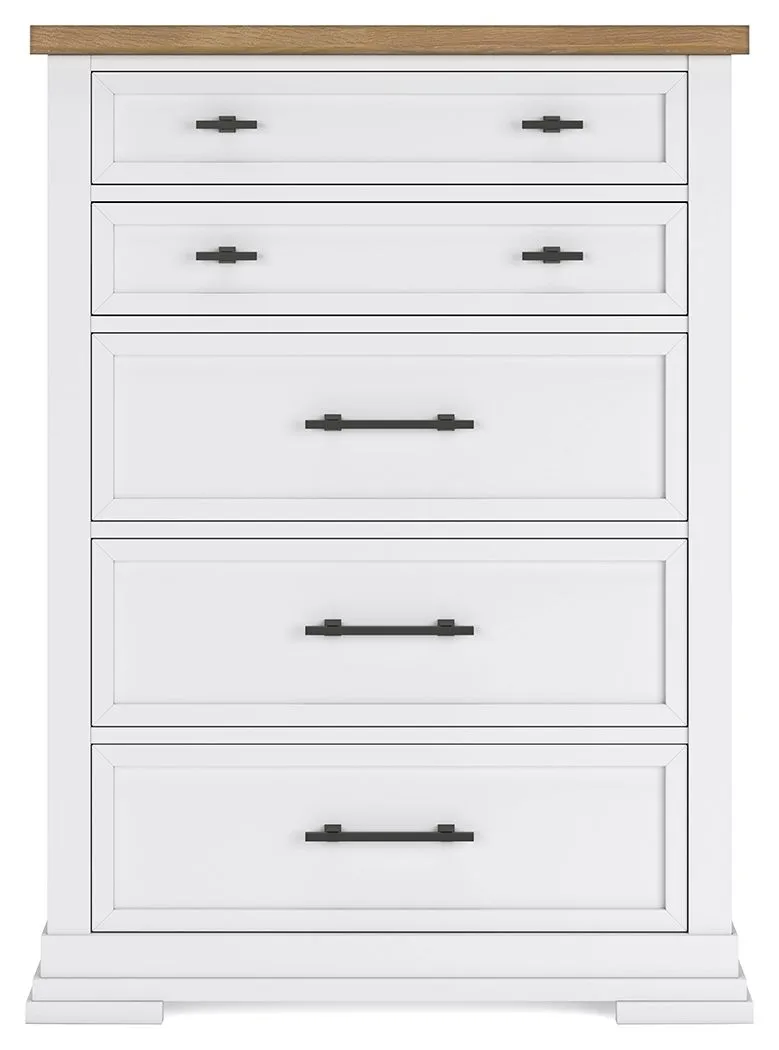 Ashbryn - White / Natural - Five Drawer Chest