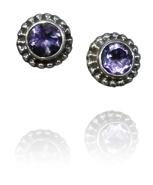 Bali Stone Studs Amethyst