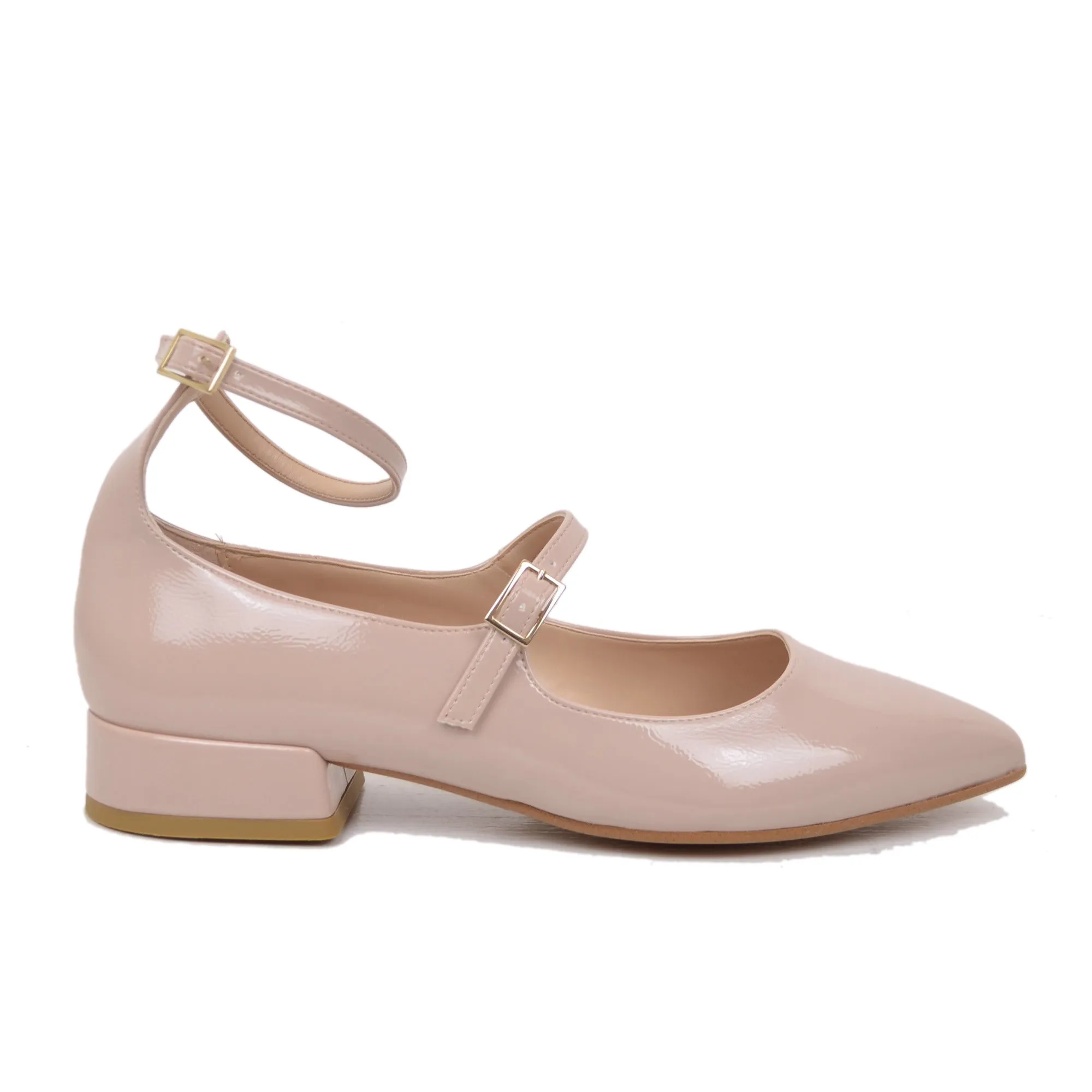 Ballerine Donna a Punta color Carne Mary Jane Made in Italy