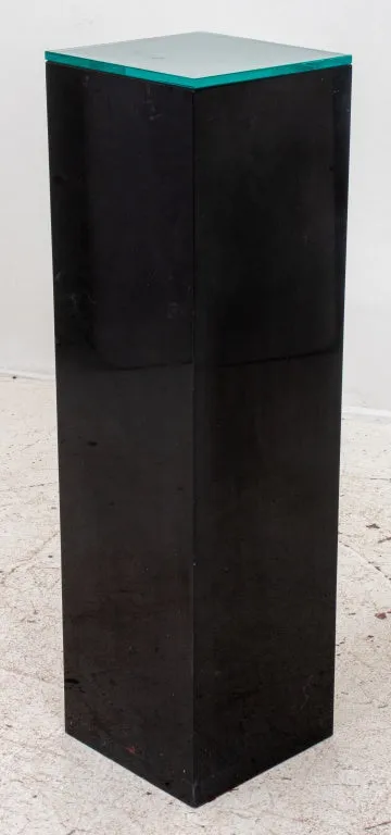 Black Belgian Marble Glass Topped Pedestal