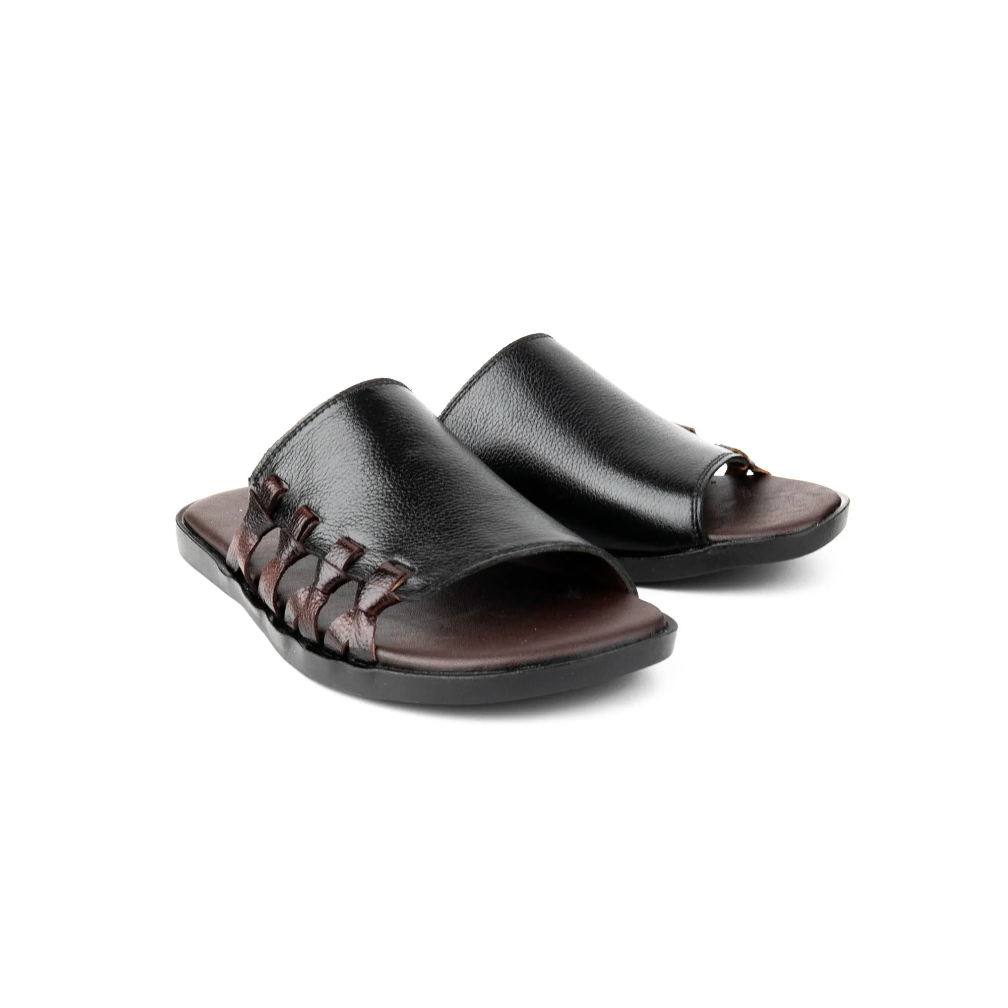 Black Premium Leather Slippers