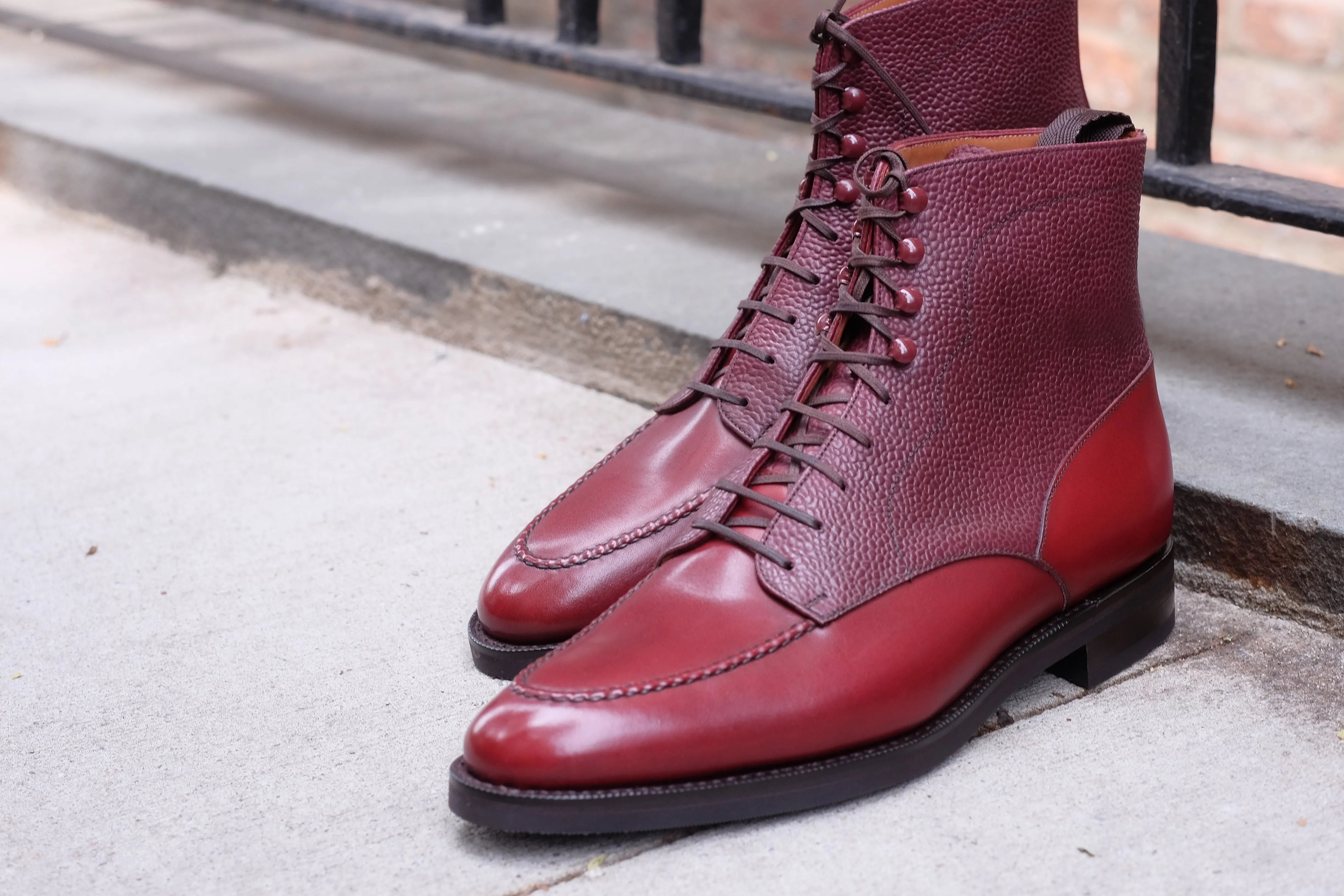 Bremerton - MTO - Burgundy Calf / Burgundy Scotch Grain - TMG Last - Single City Rubber Sole