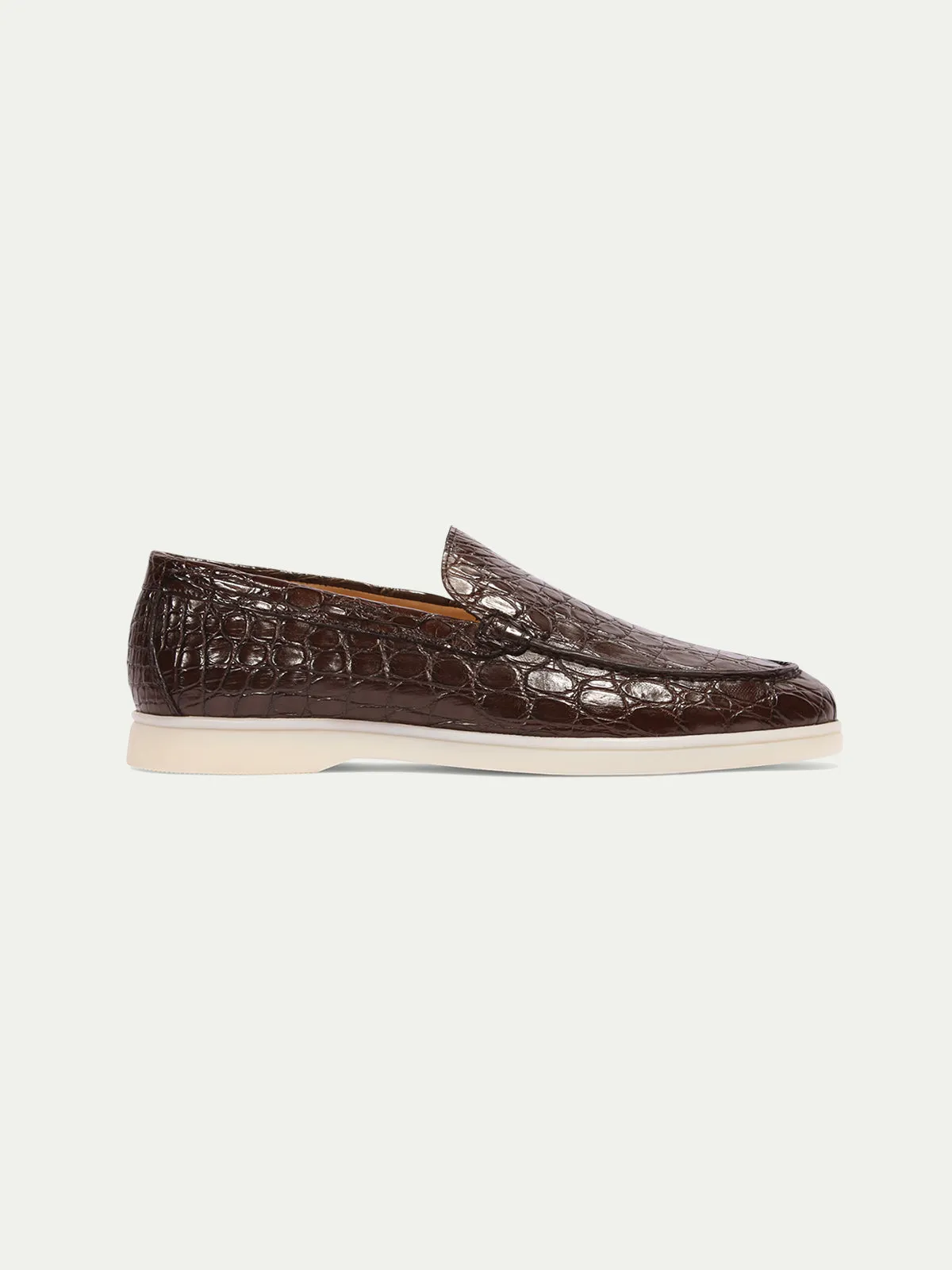 Brown Crocodile Yacht Loafers