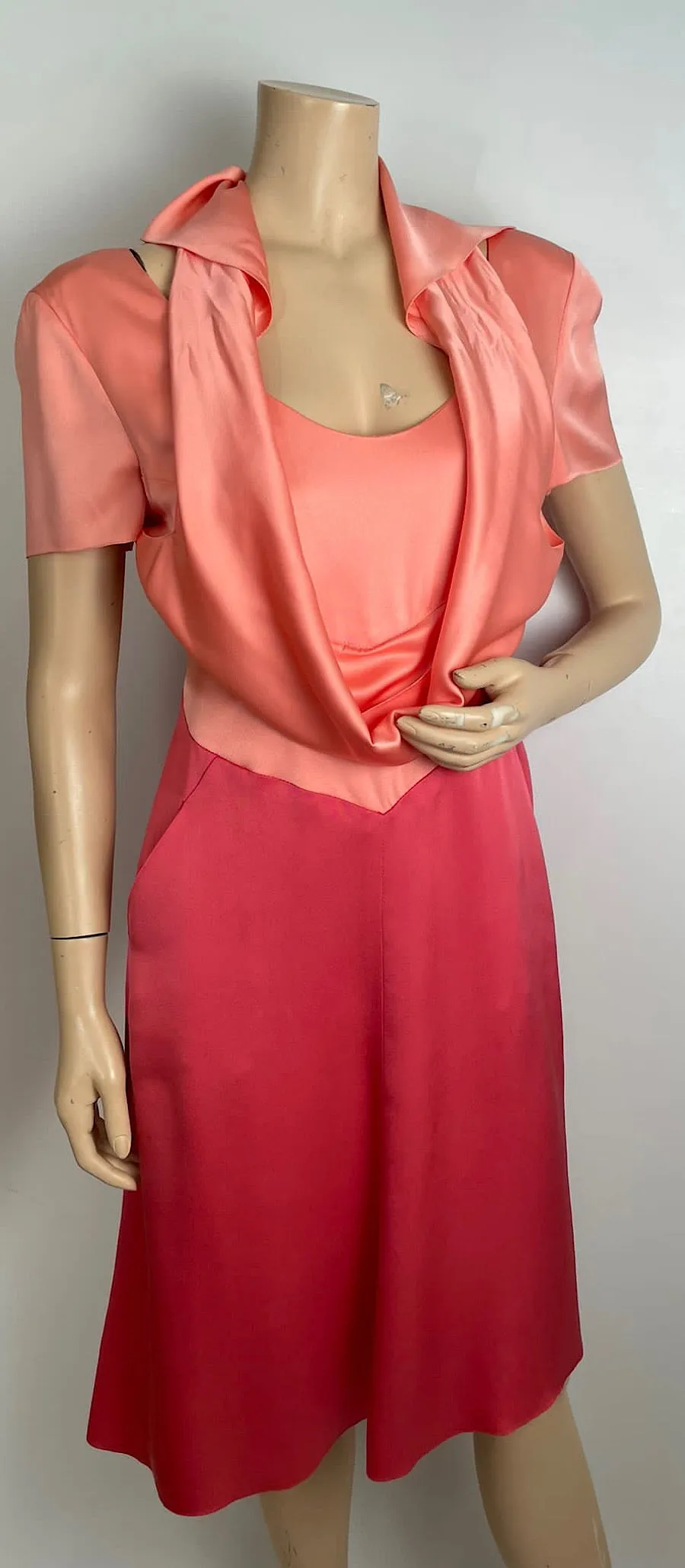 Chanel Vintage 01A 2001 Fall Peach/Pink Silk Dress FR 40 US 6/8