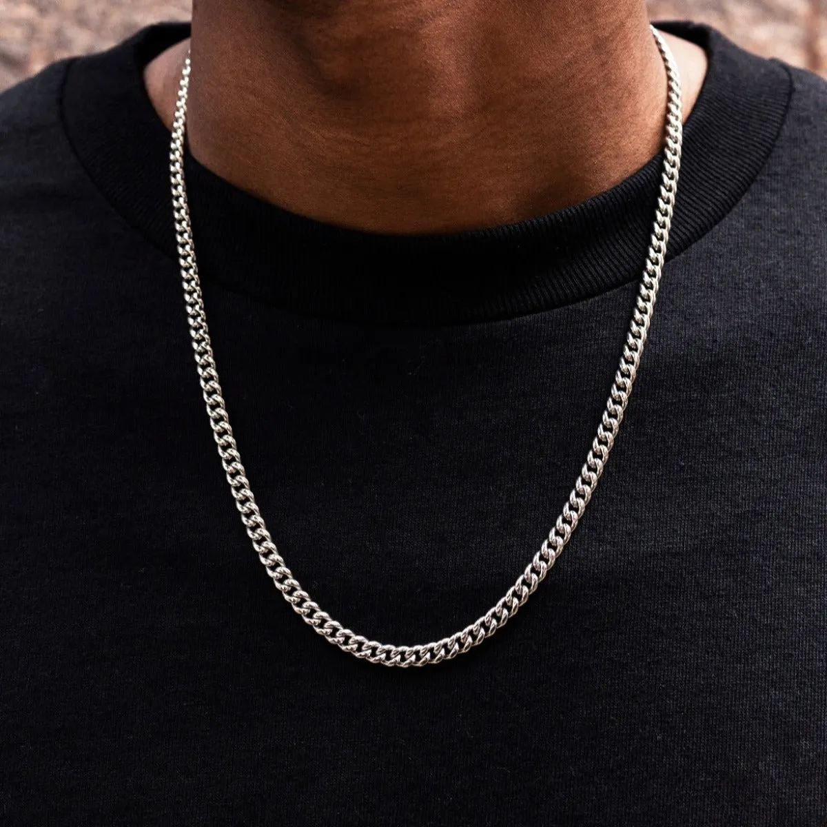 Cuban Link Chain in White Gold - 5mm