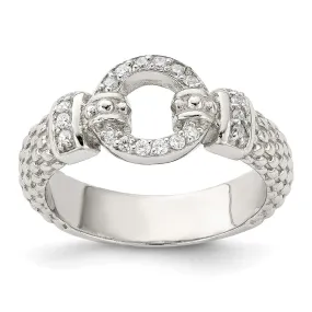 CZ Textured Ring in Sterling Silver