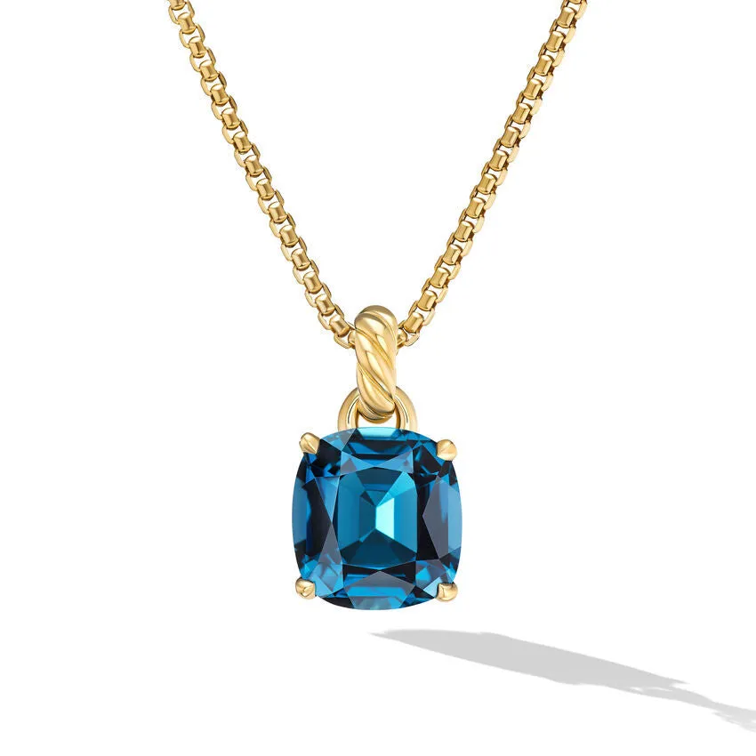 David Yurman Marbella Pendant in 18K Yellow Gold with Hampton Blue Topaz, 12mm