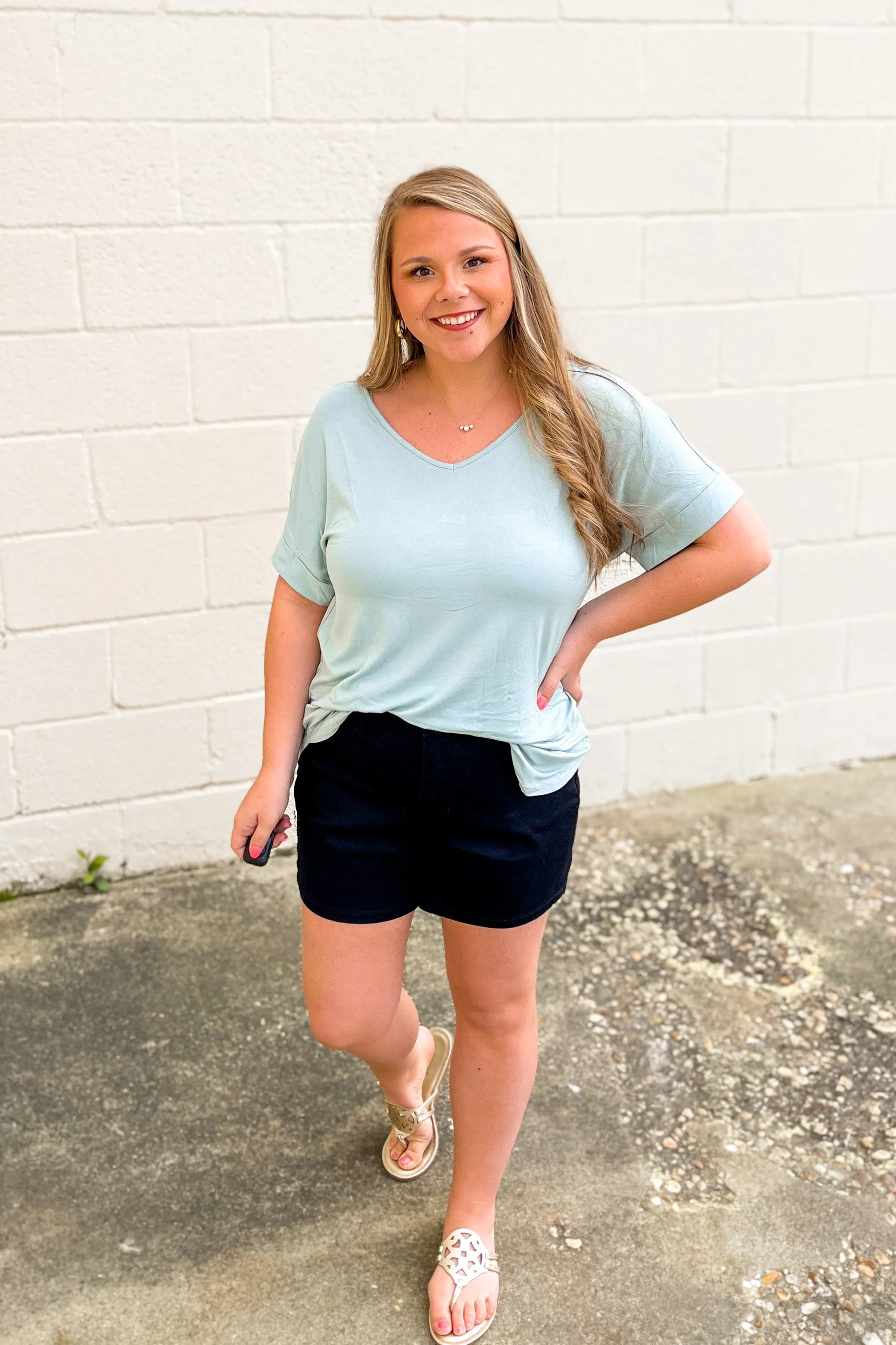 DEAL | Michelle V-Neck Top, Light Green