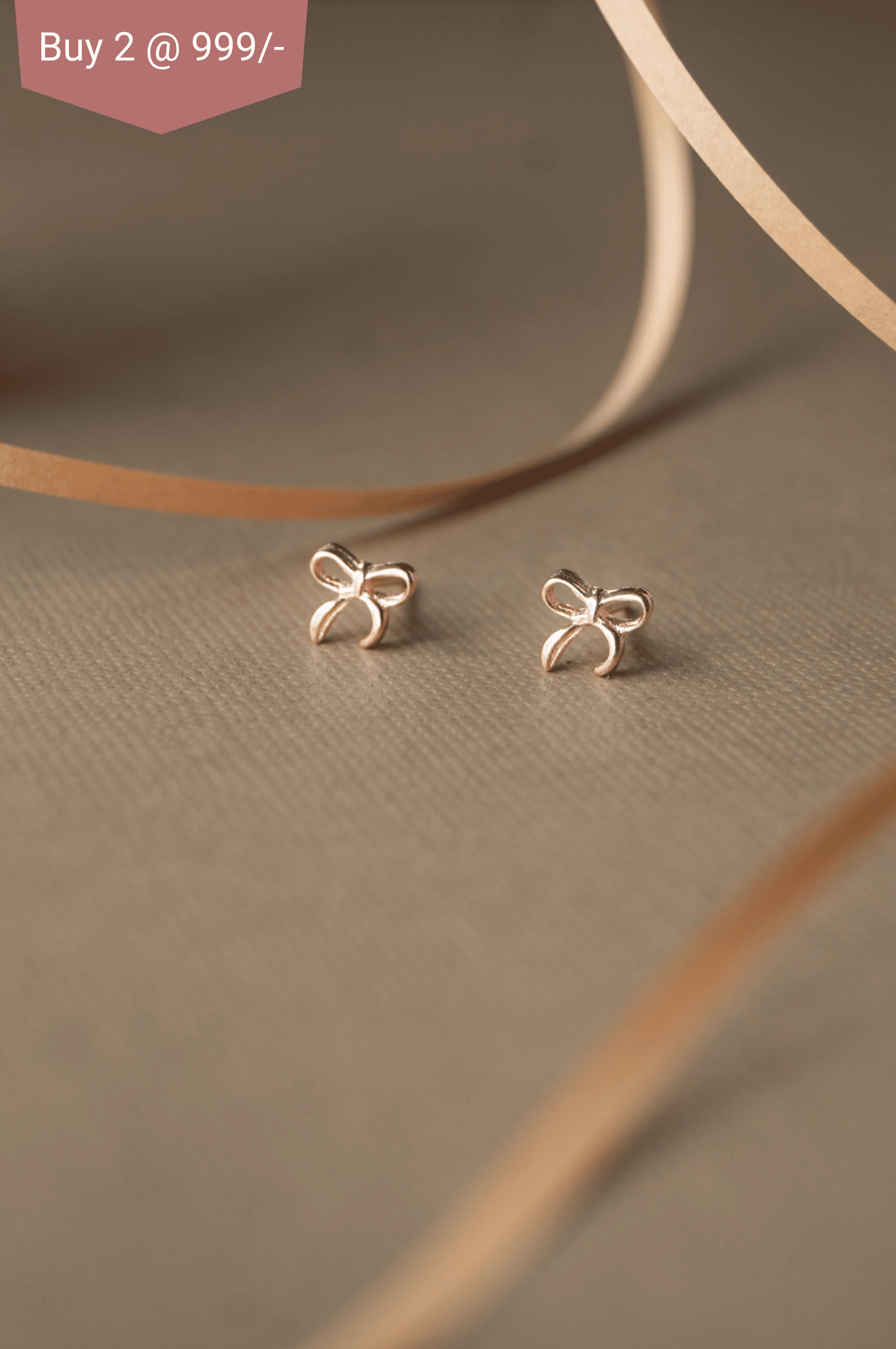 Delicate Bow Rose Gold Plated Mini Sterling Silver Stud Earrings