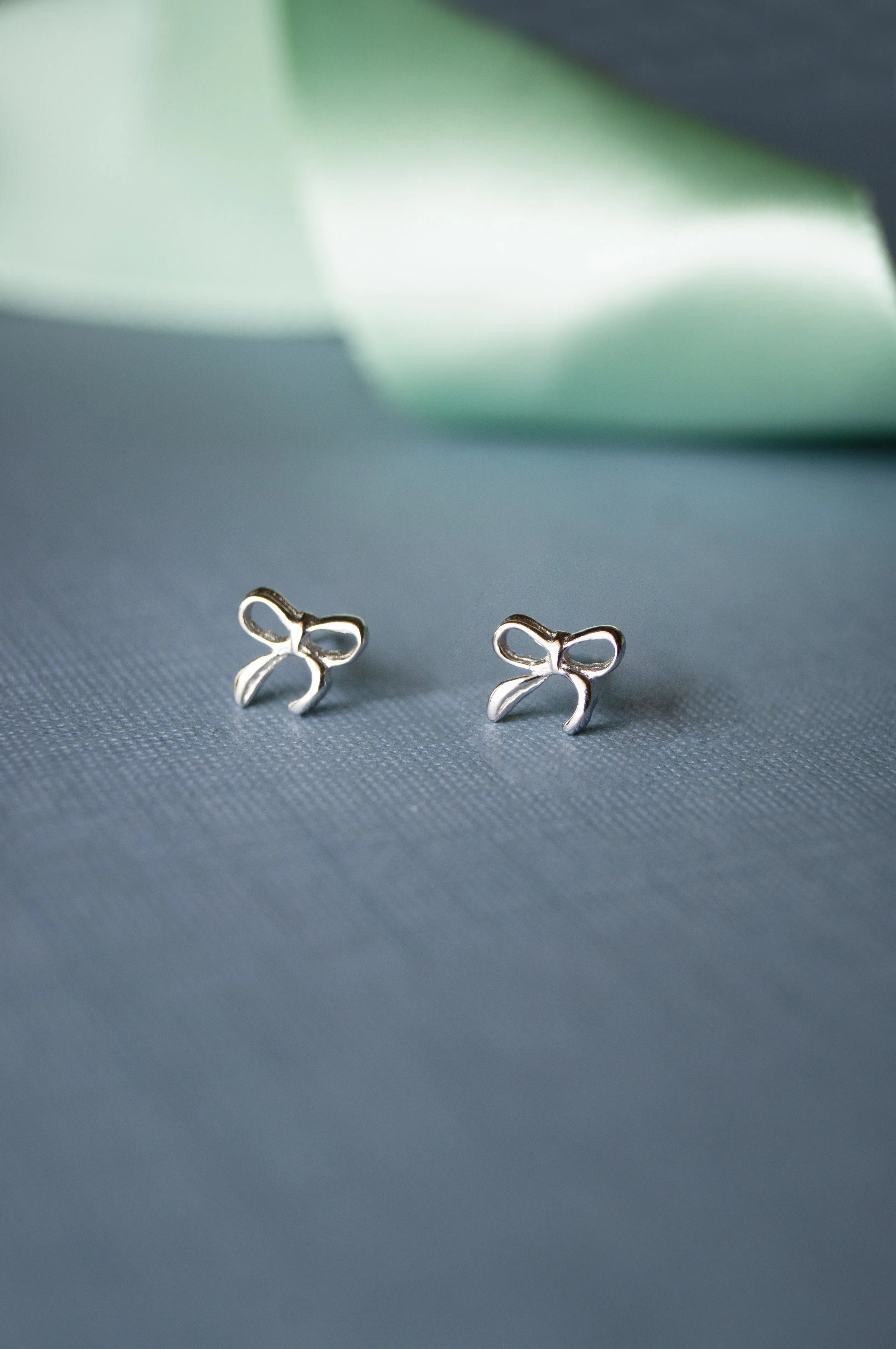 Delicate Bow Rose Gold Plated Mini Sterling Silver Stud Earrings