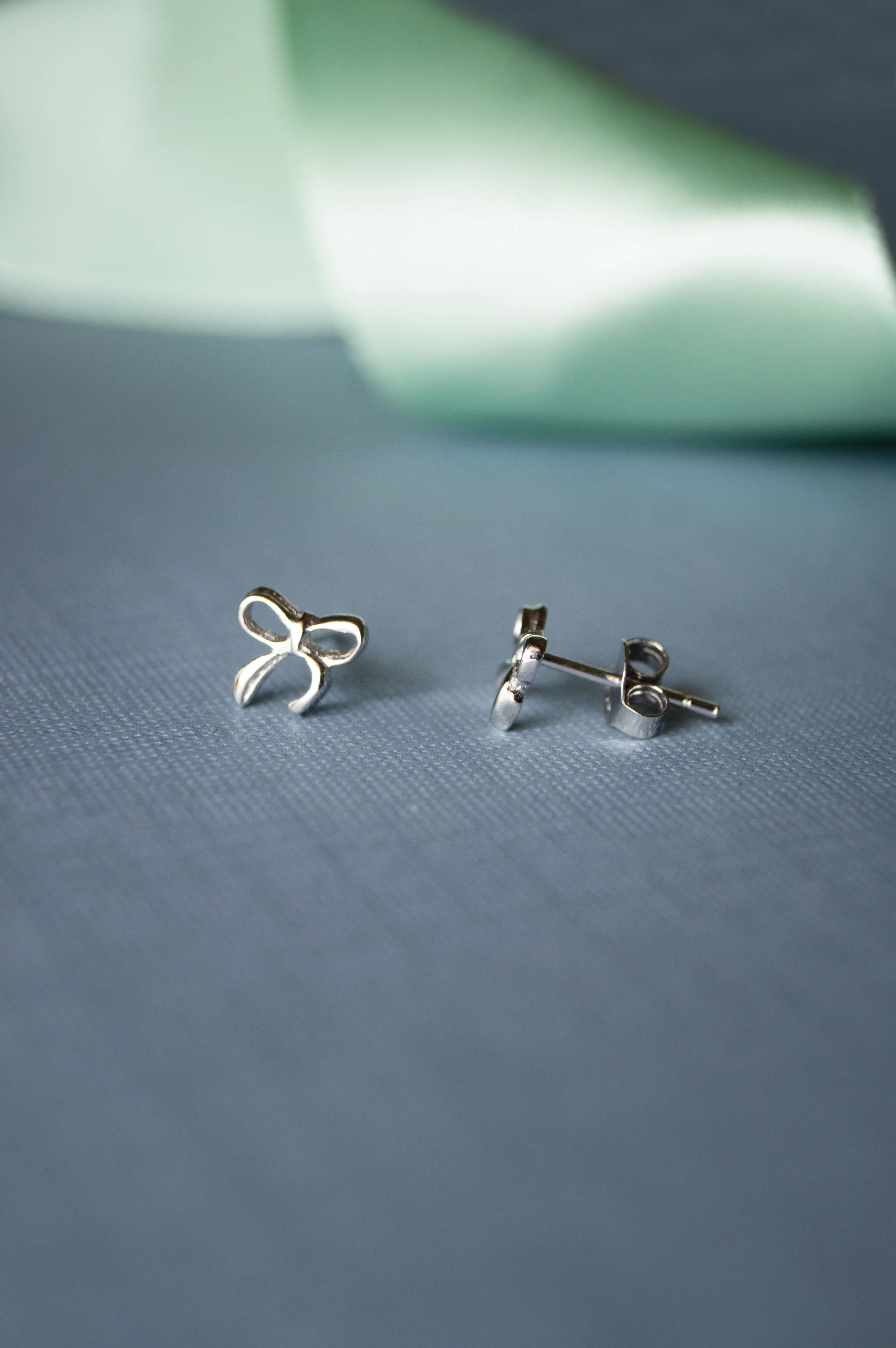 Delicate Bow Rose Gold Plated Mini Sterling Silver Stud Earrings