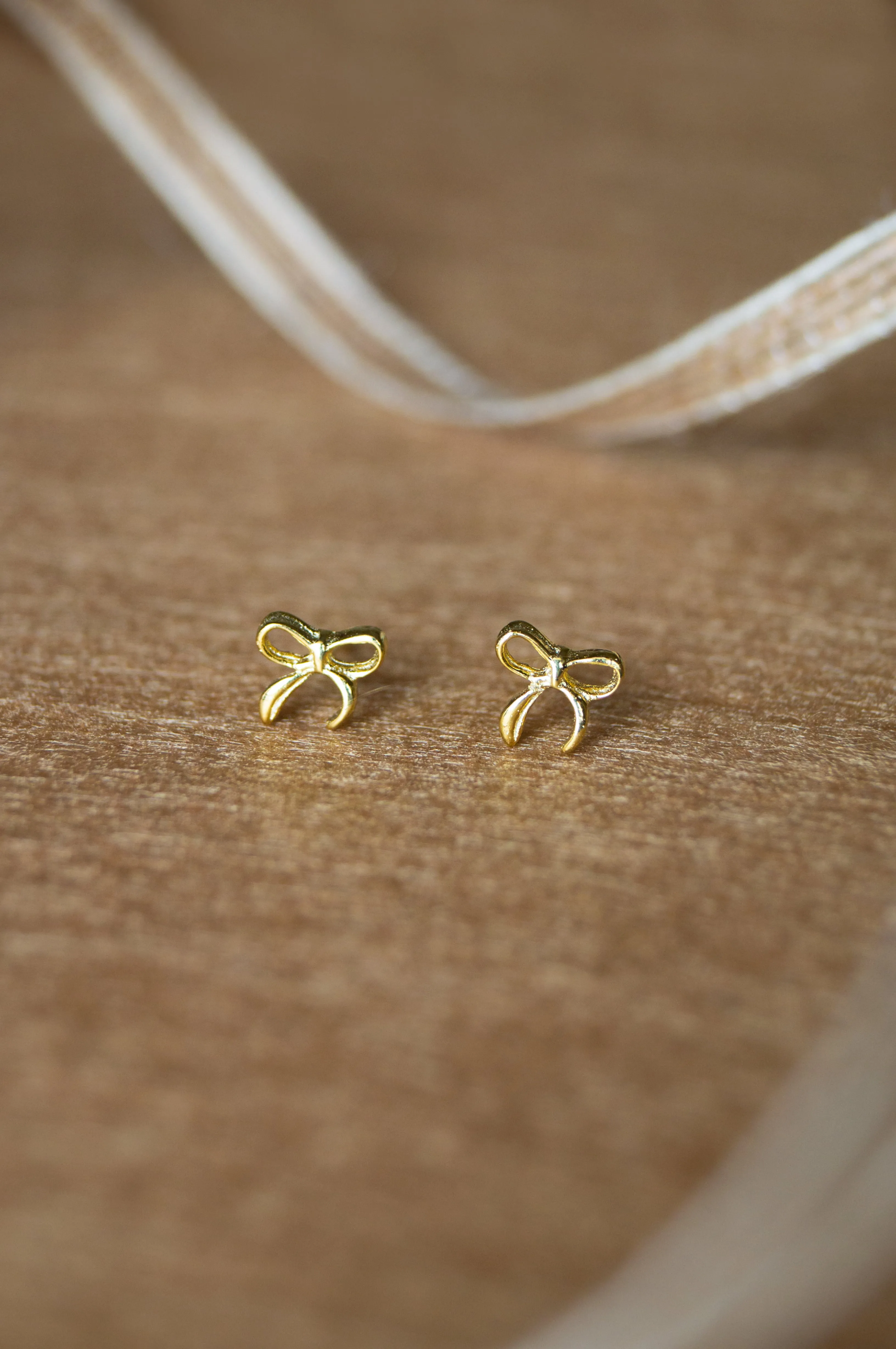 Delicate Bow Rose Gold Plated Mini Sterling Silver Stud Earrings