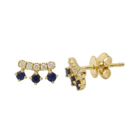 Diamond Bar and Three Gemstone Earring