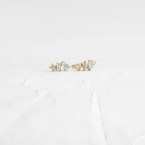 Diamond Multifaceted Stud Earrings - In Stock