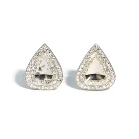 Eclat Jewels - One of a Kind Rose-cut Pear-shaped Diamond Earrings, Platinum