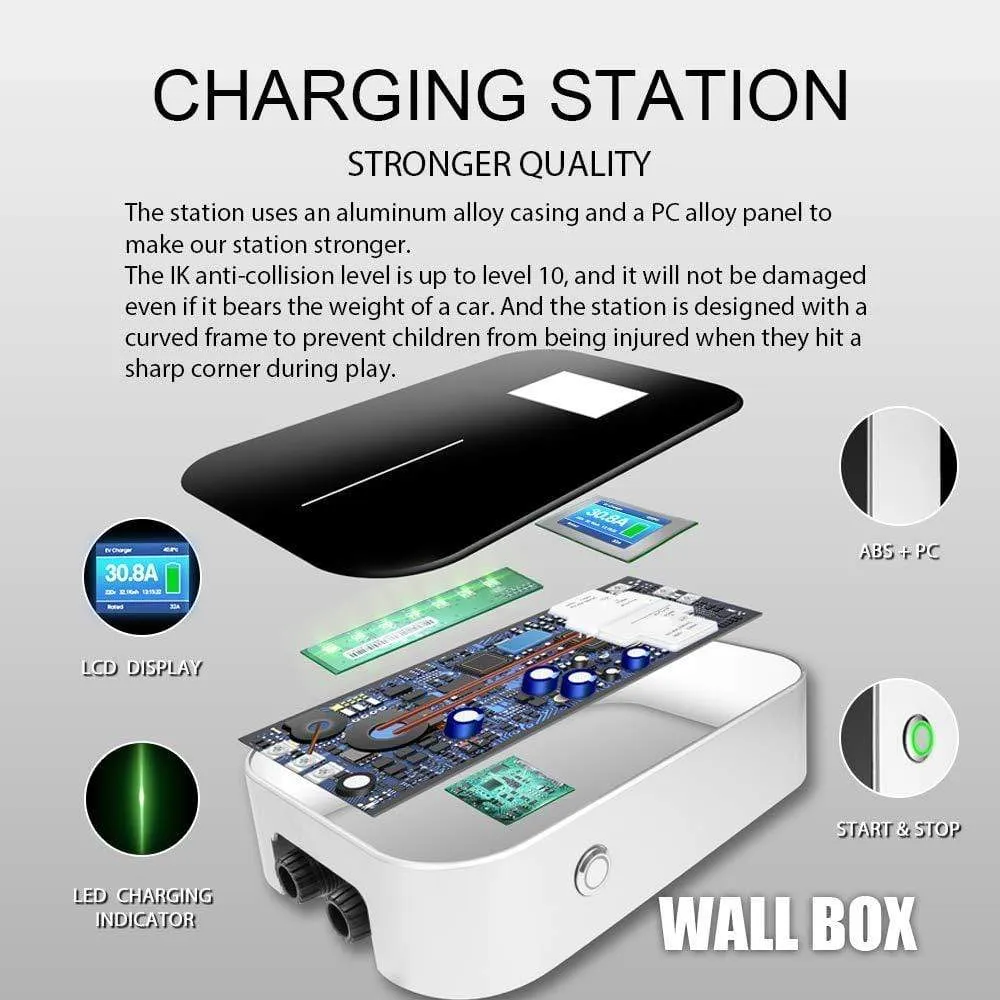 EV Charger EVSE Wallbox Electric Vehicle Charging Station with Type 2 Socket 32A 1Phase IEC 62196-2 for Audi BMW Mercedes-Benz