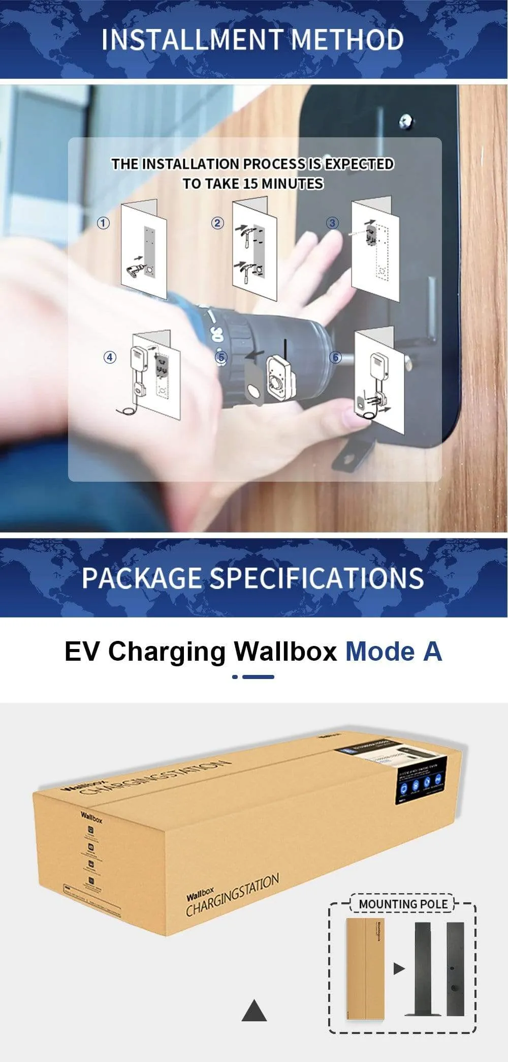 EV Charger EVSE Wallbox Electric Vehicle Charging Station with Type 2 Socket 32A 1Phase IEC 62196-2 for Audi BMW Mercedes-Benz