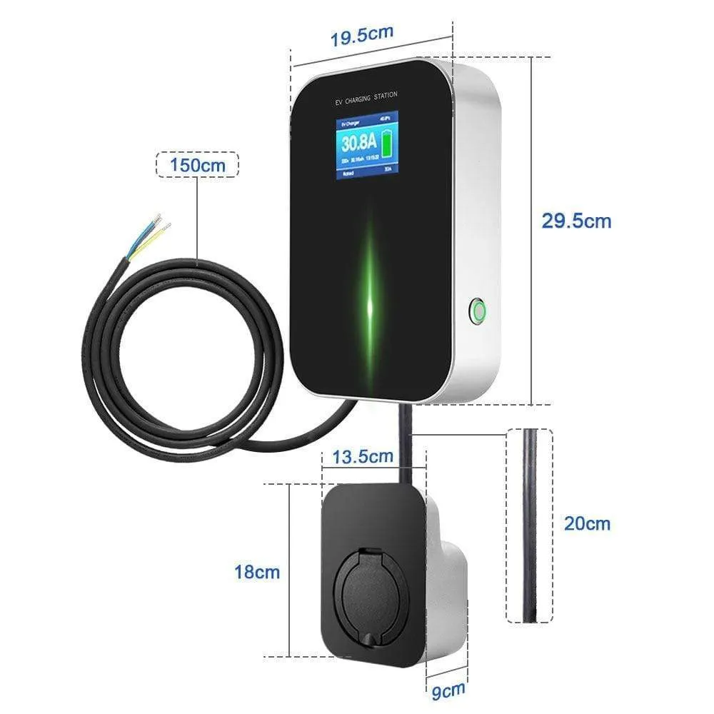 EV Charger EVSE Wallbox Electric Vehicle Charging Station with Type 2 Socket 32A 1Phase IEC 62196-2 for Audi BMW Mercedes-Benz