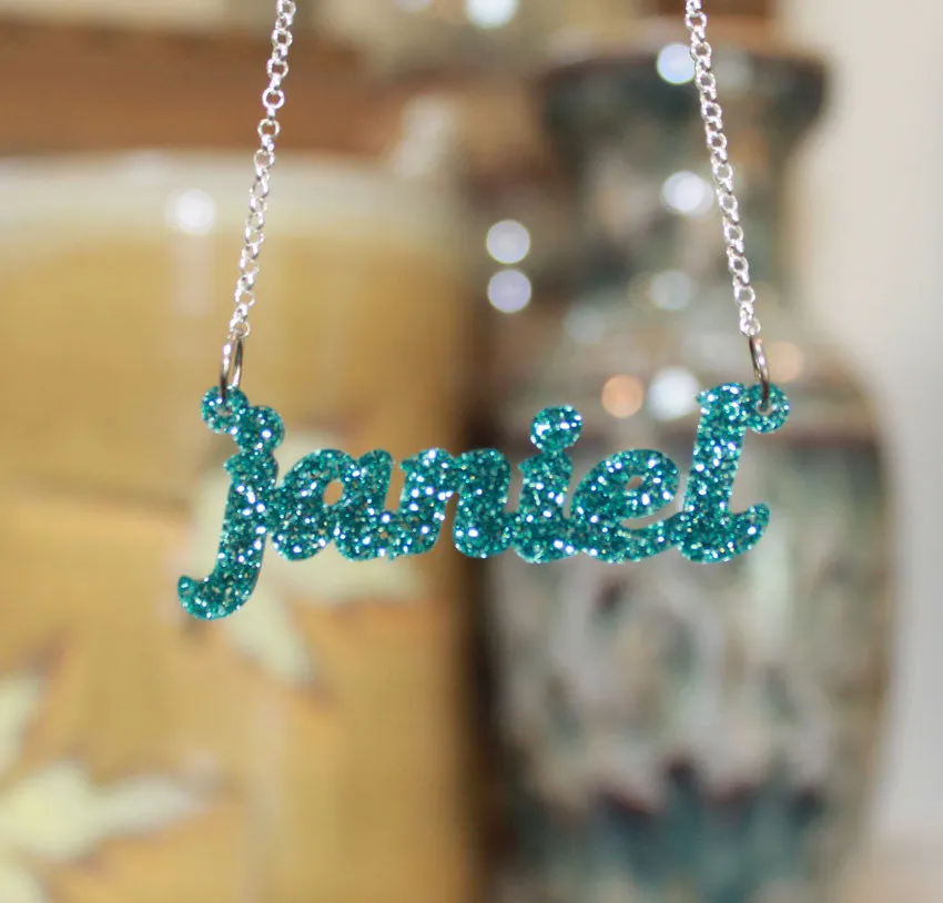 Fancy Script Acrylic Nameplate Necklace