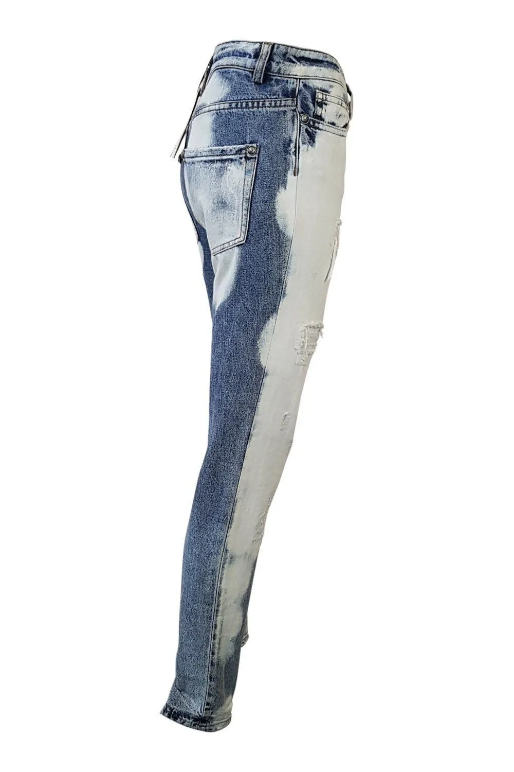 FAUSTO PUGLISI Distressed Skinny Leg Bleached Jeans (IT 38)