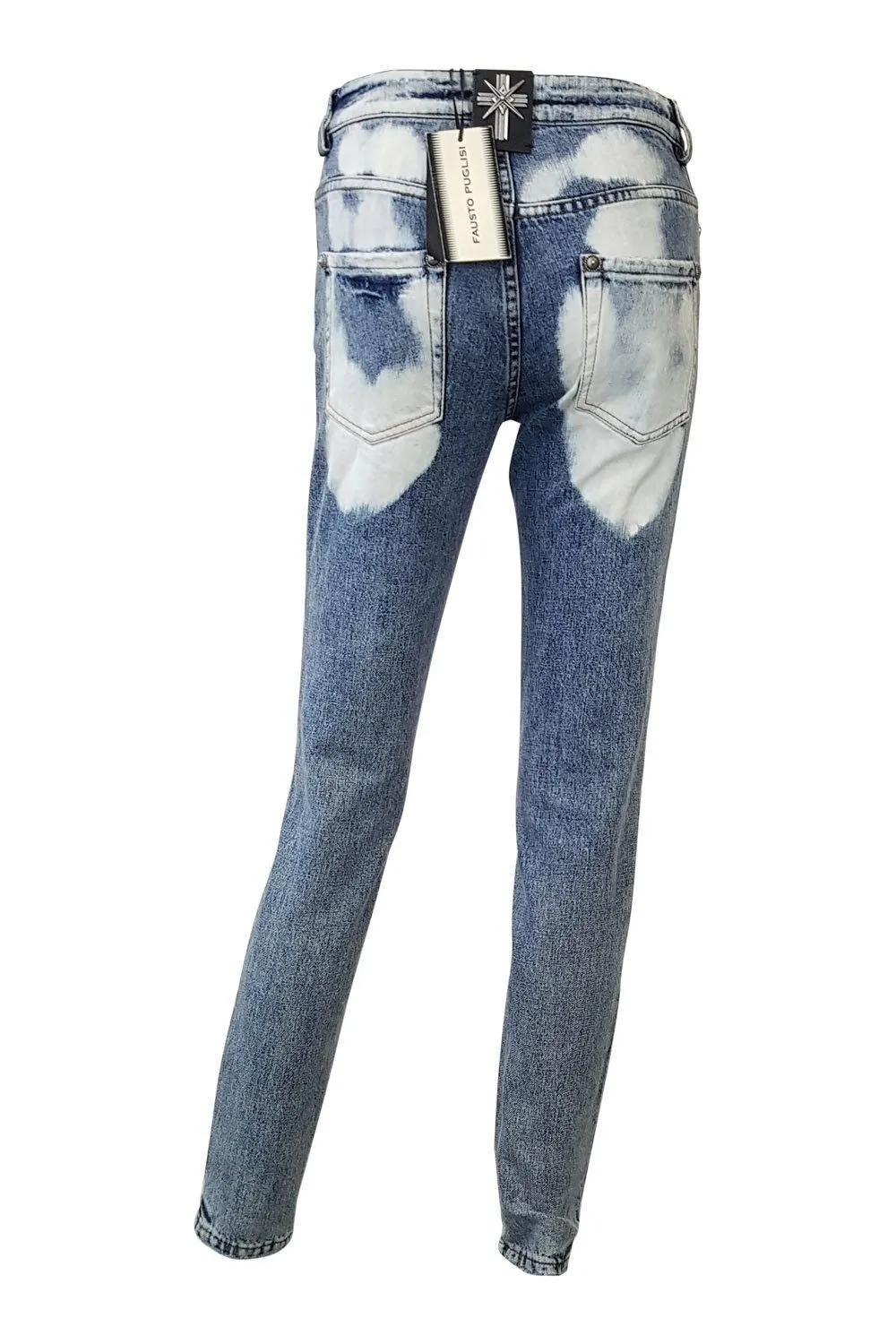 FAUSTO PUGLISI Distressed Skinny Leg Bleached Jeans (IT 38)