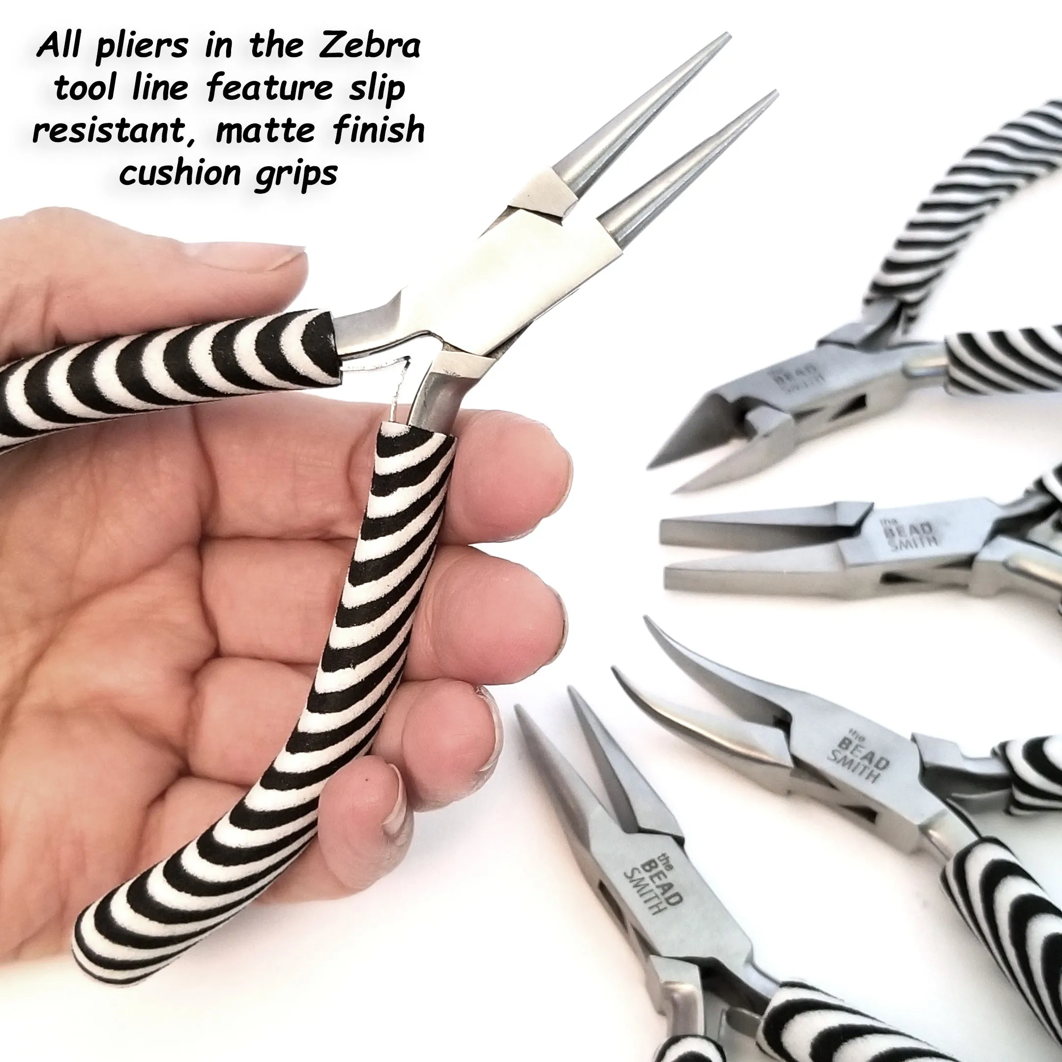 Flat Nose Pliers, Zebra Tools, Black and White, PLZ6 13