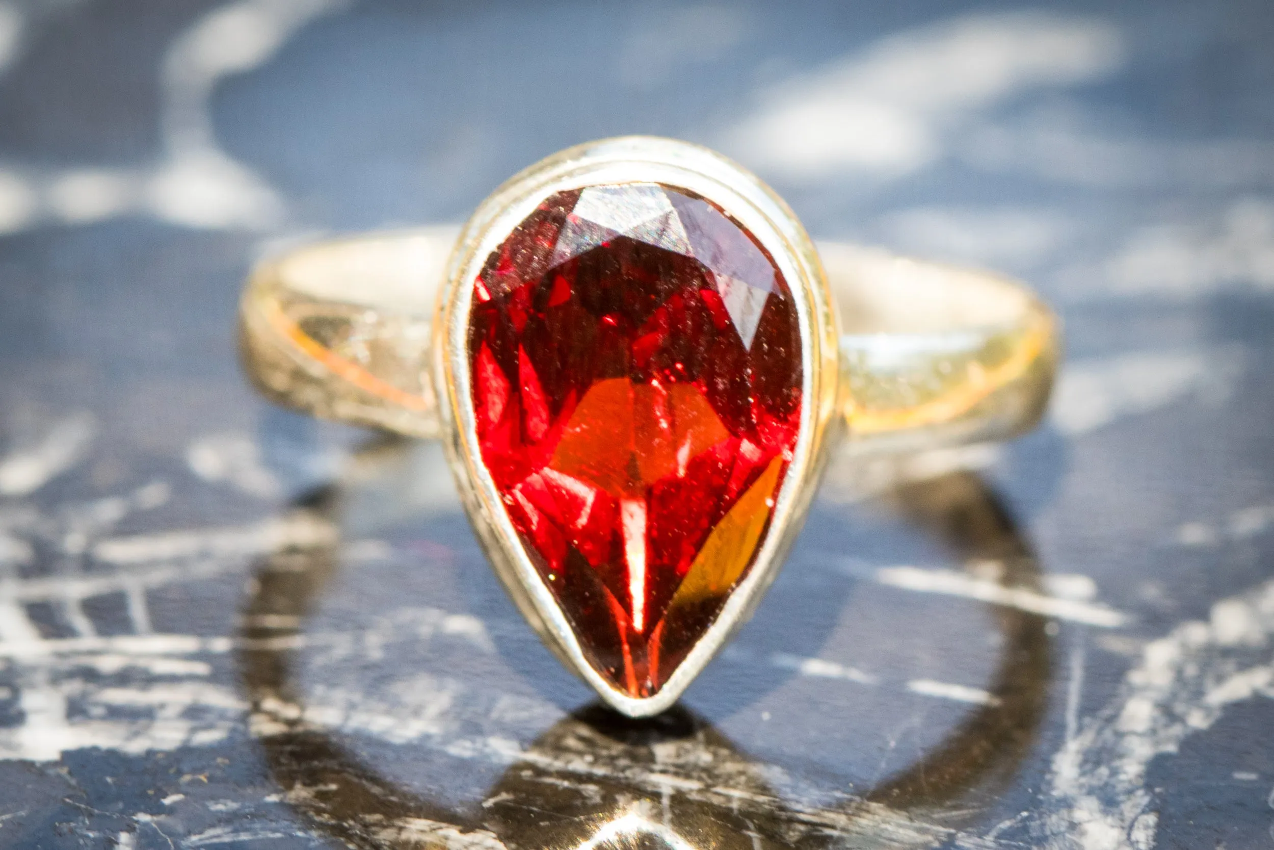 Garnet Gemstone Ring for Cremation Ash