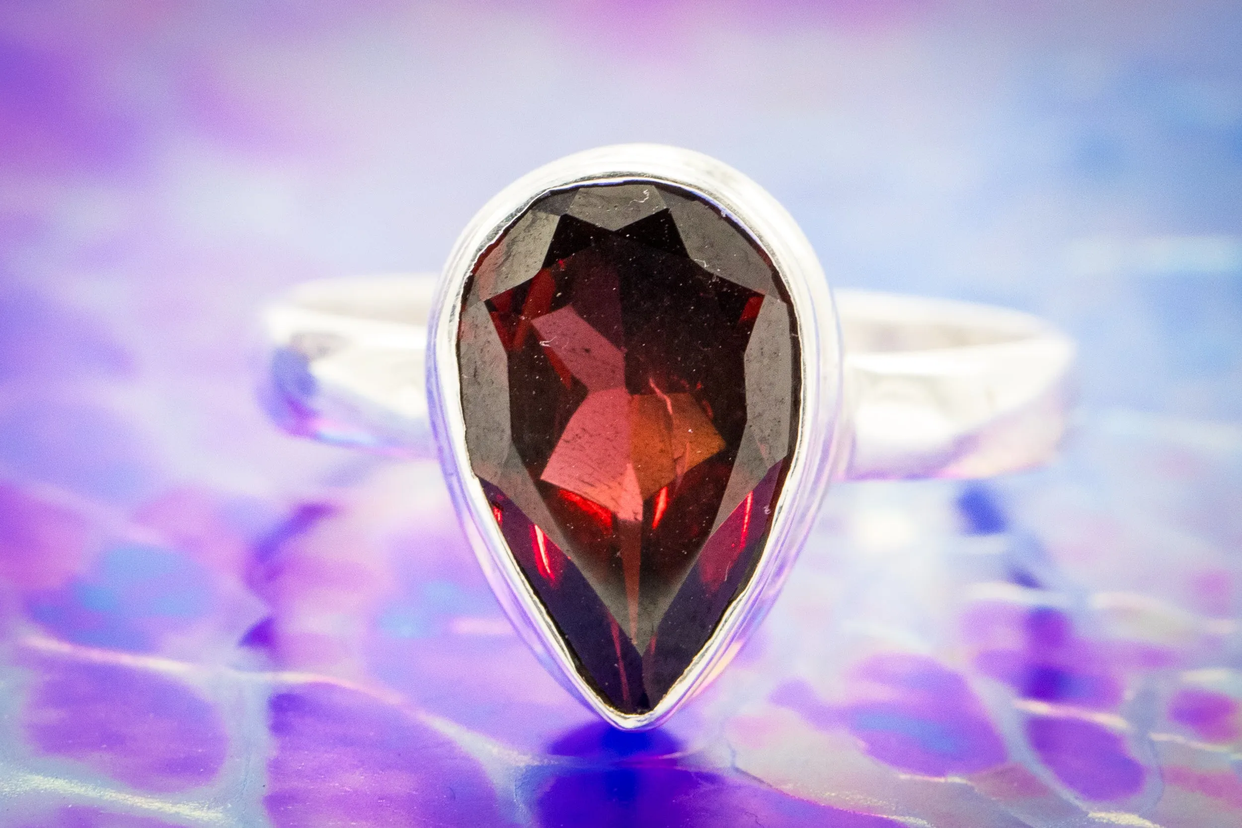 Garnet Gemstone Ring for Cremation Ash