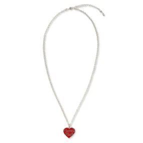 Heart Silver Necklace - Red